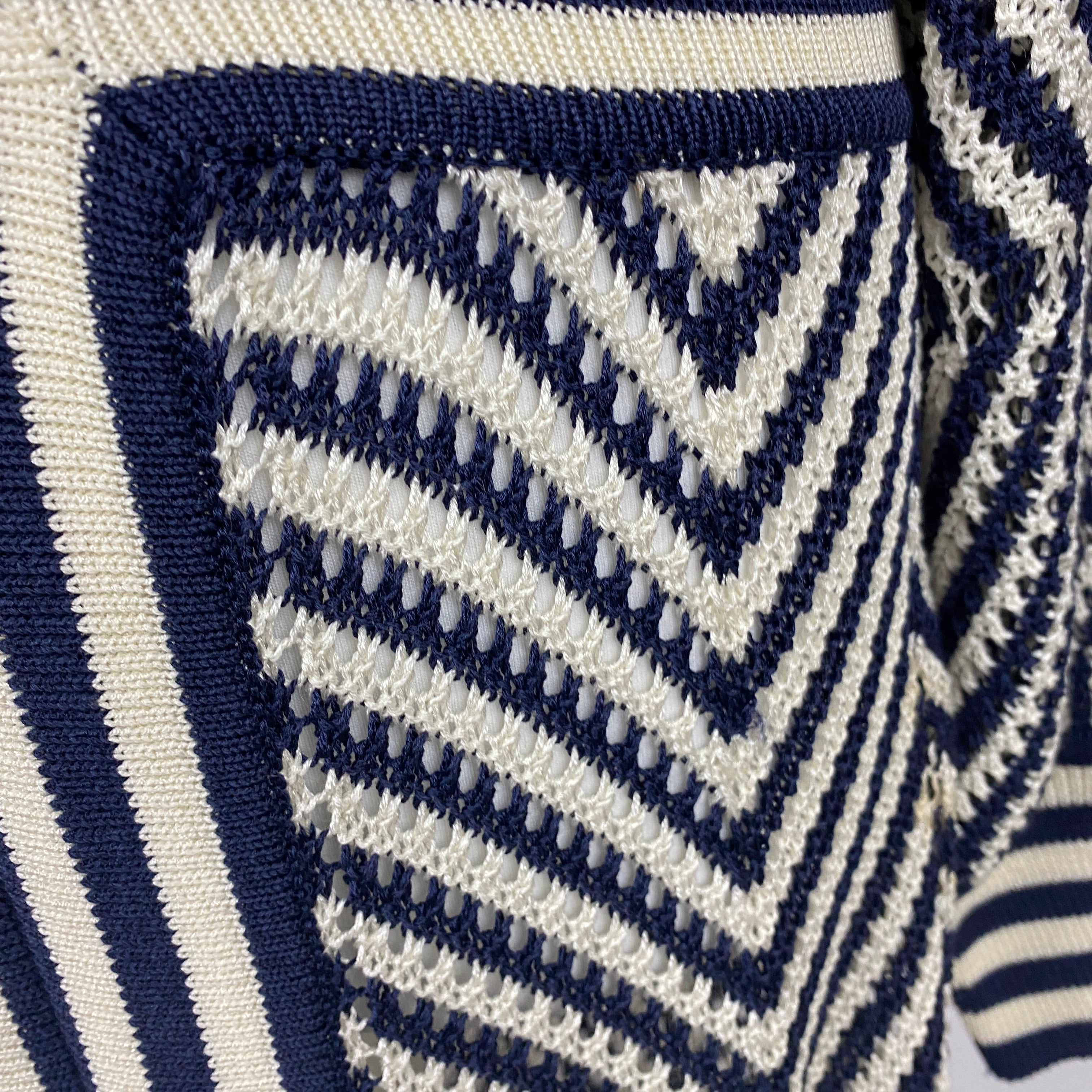 Eres New £1165 Navy & White Croisette Stella Crocheted Maxi Dress M/L