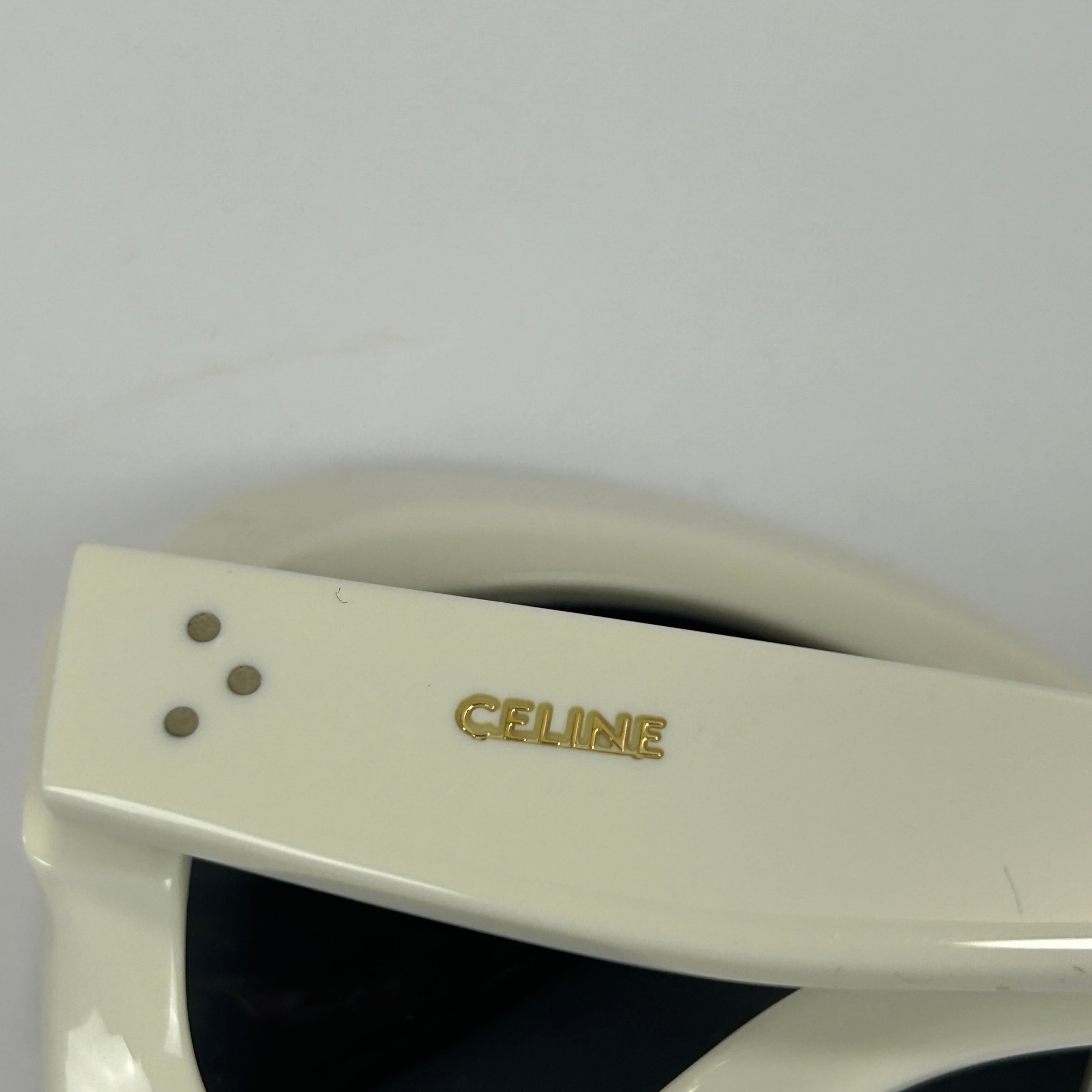 Celine £350 White Resin Mirror Lens Sunglasses