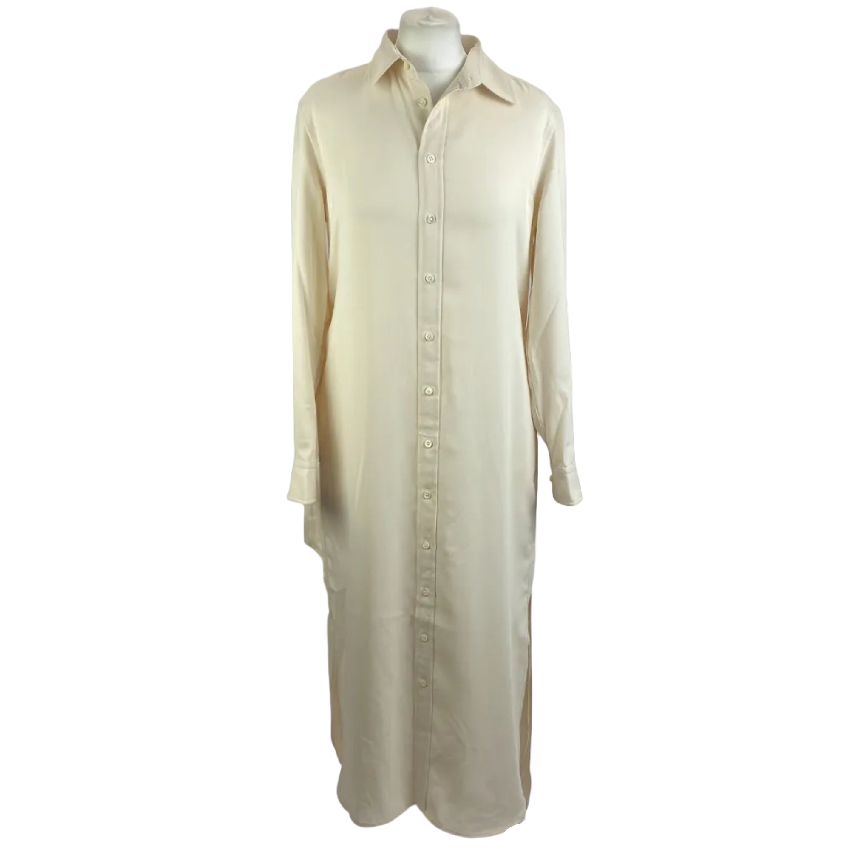 Ralph Lauren New Cream Crepe Shirtdress XS