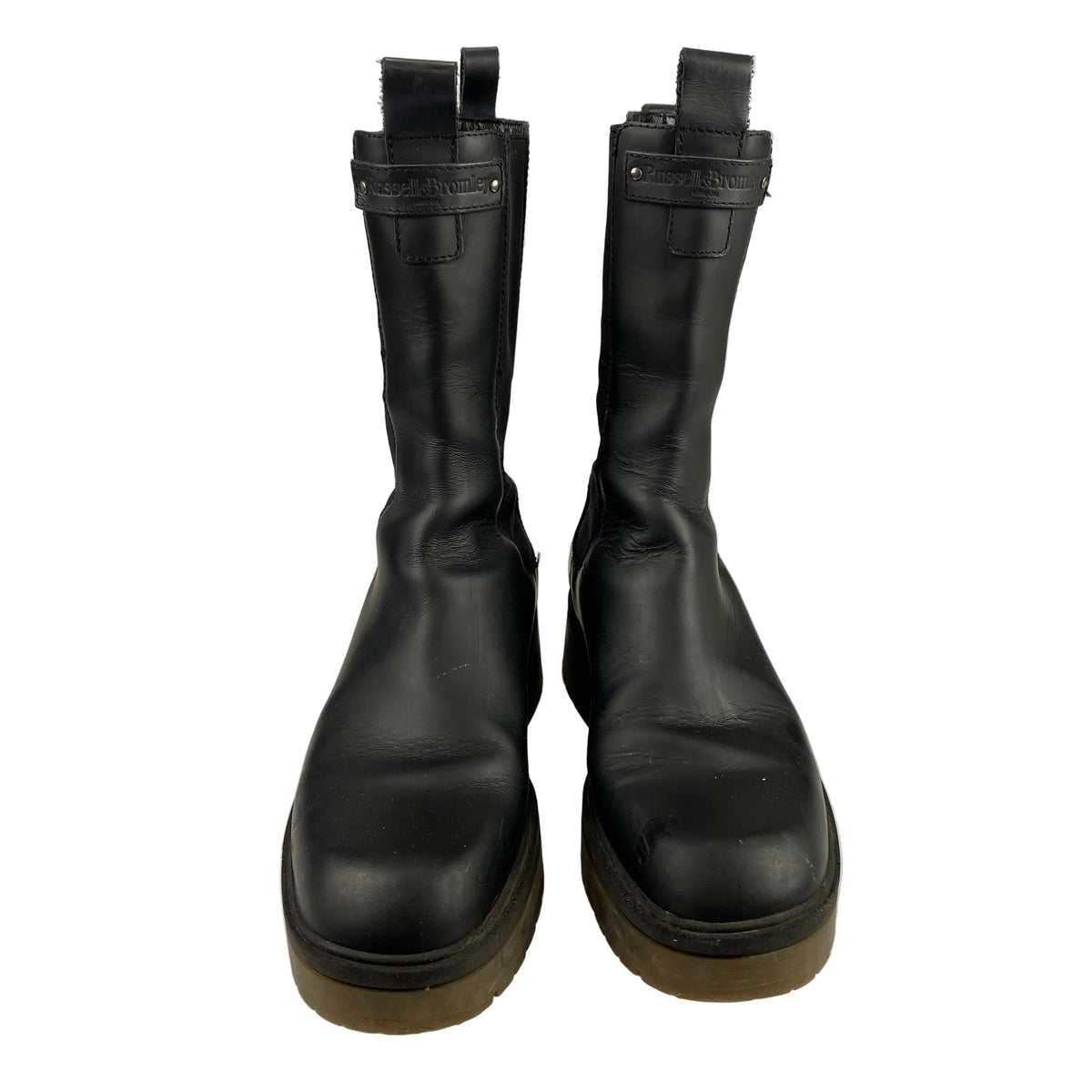 Russell & Bromley Black Waxed Leather Biker Boots 39