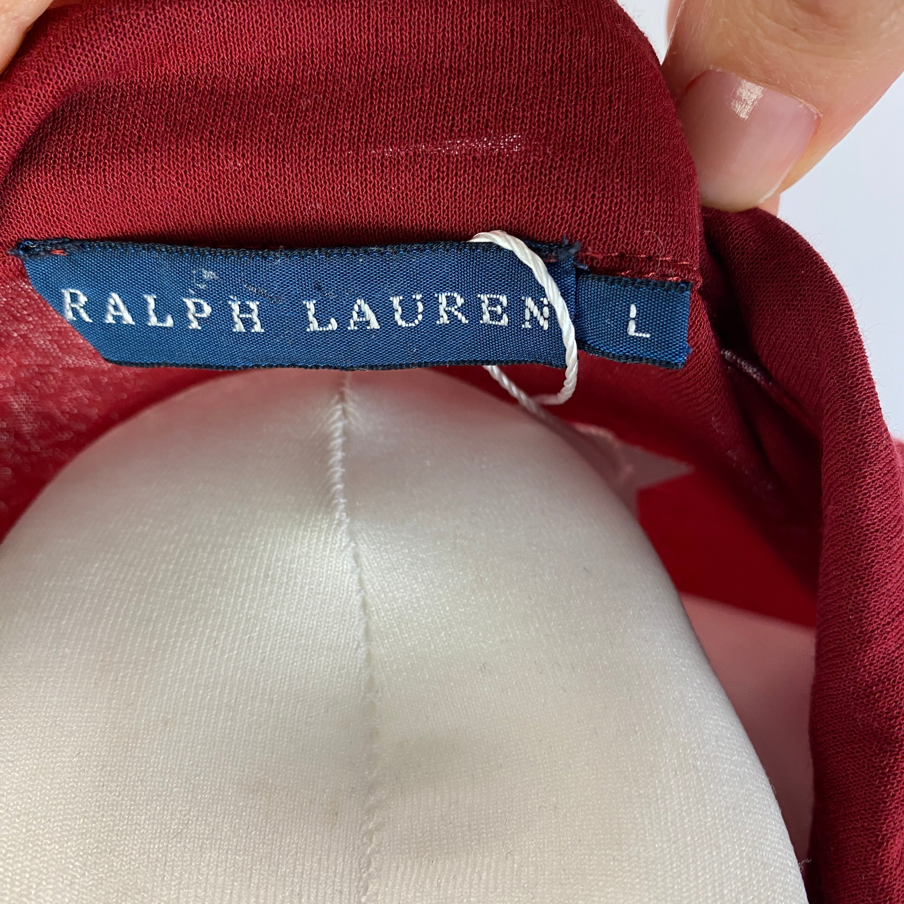 Ralph Lauren Claret Jersey & Voile Ruffle Shirt L
