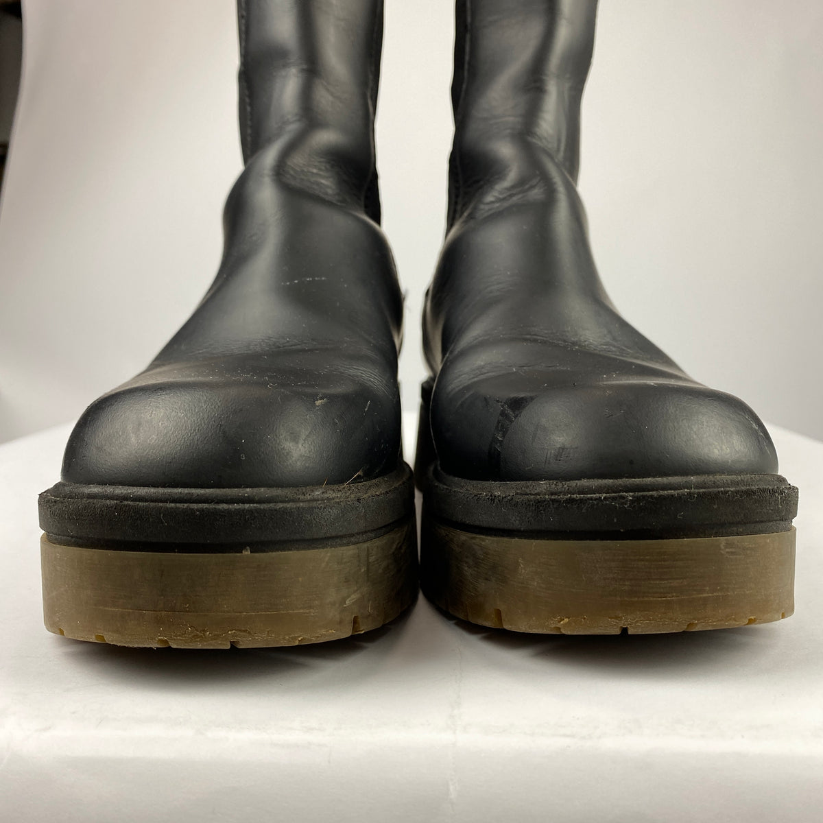 Russell & Bromley Black Waxed Leather Biker Boots 39