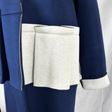 Marni Navy & Chalk Bonded Jersey Collarless Coat XS/S/M