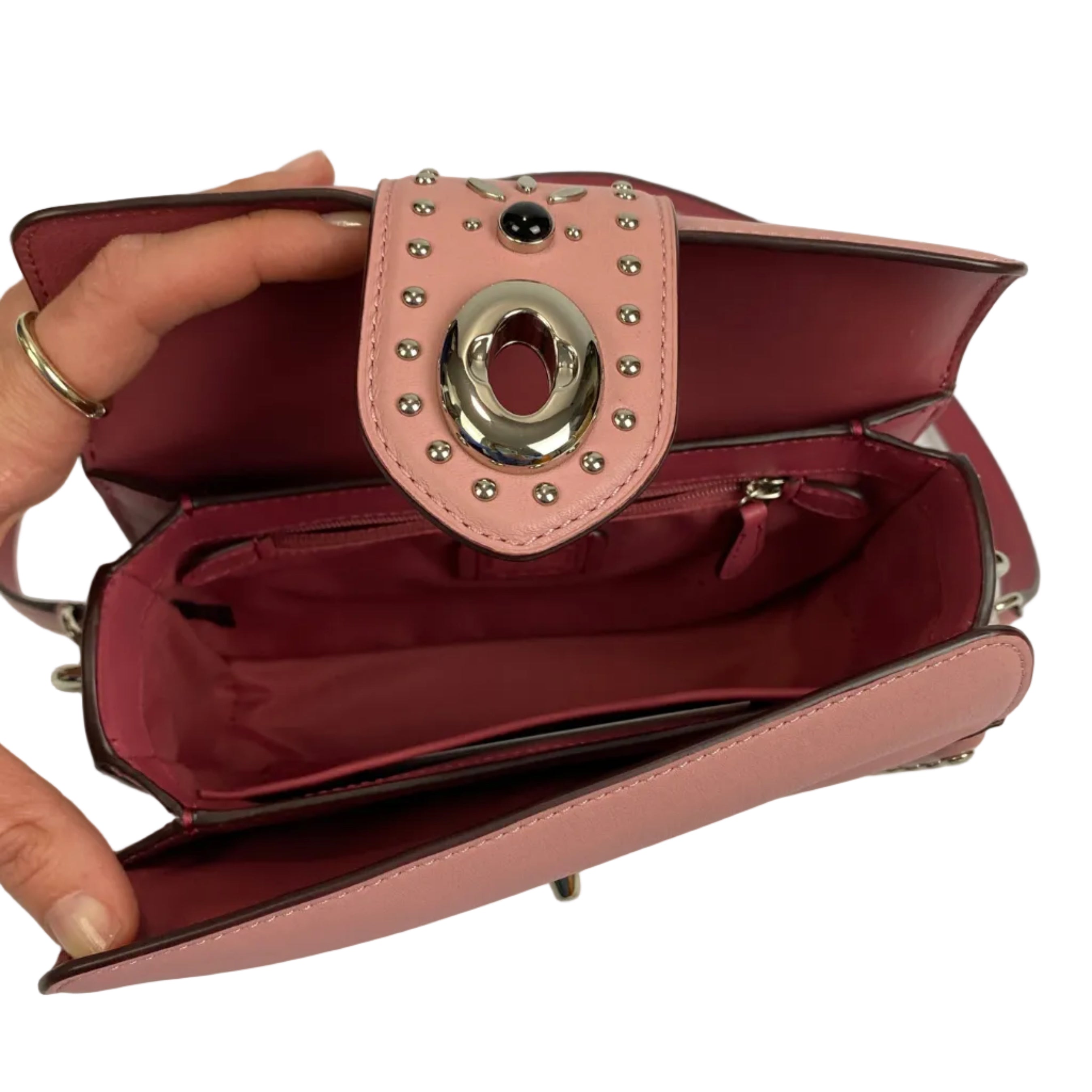Coach £495 Pink Page Crossbody Bag with Western Rivets