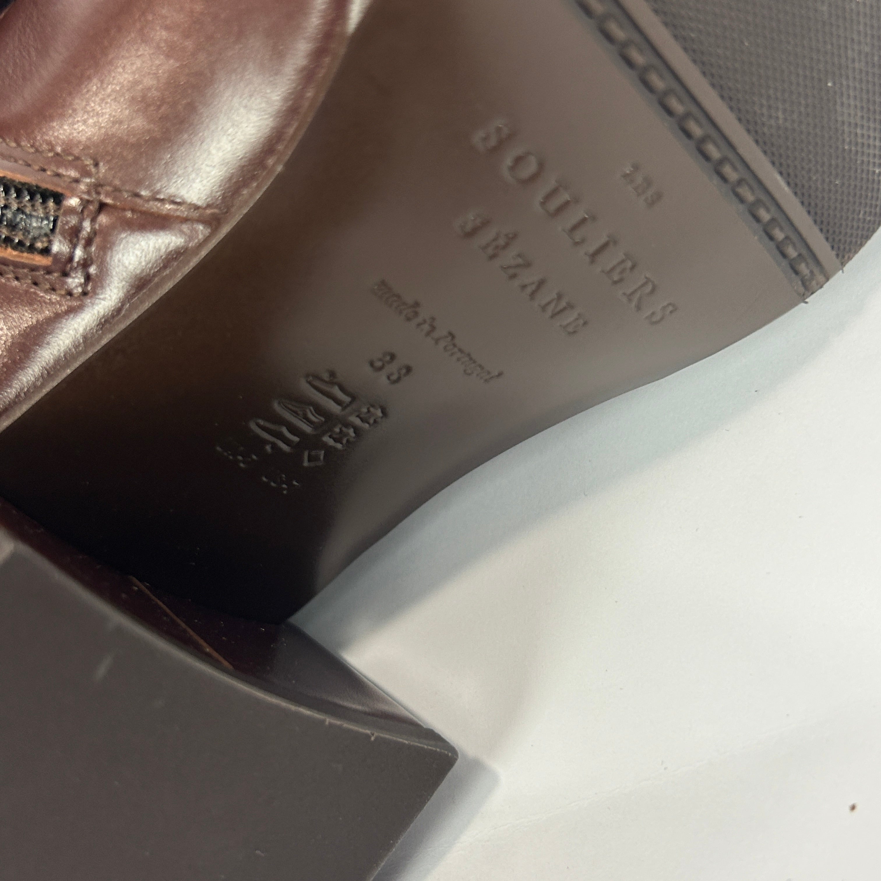 Sezane New £195 Chocolate Leather Paulette Ankle Boots 38