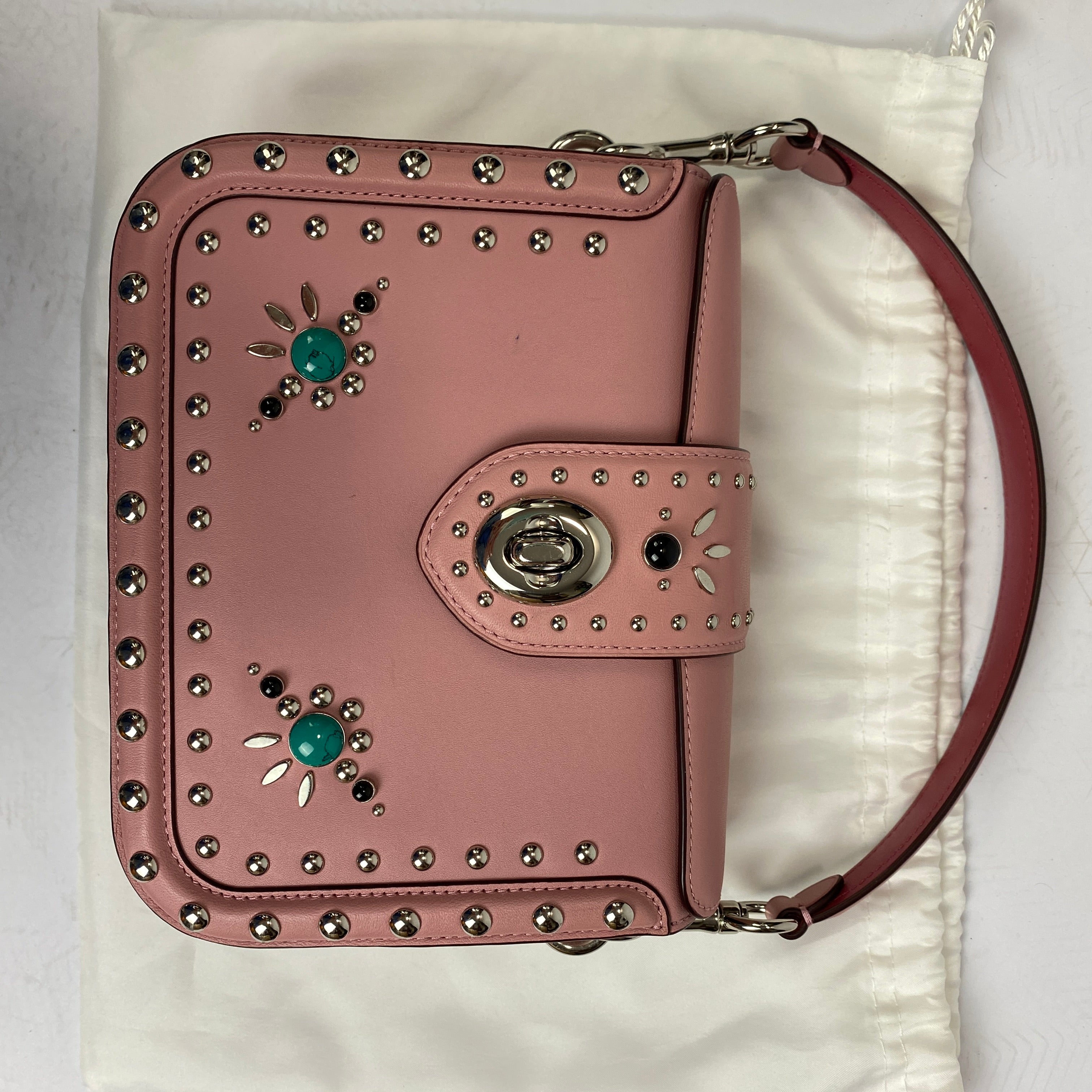 Coach £495 Pink Page Crossbody Bag with Western Rivets