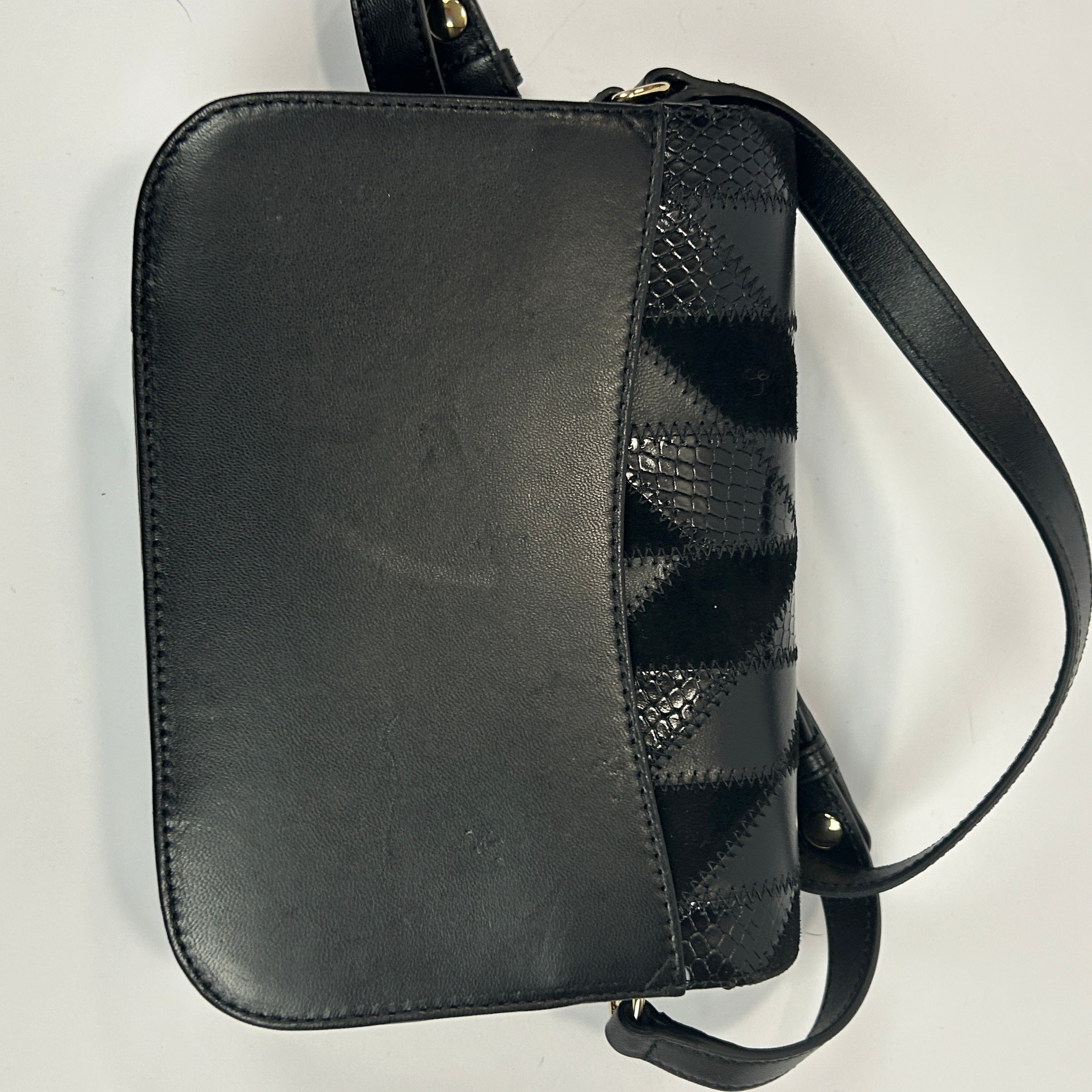 Sezane £355 Black Calfhair & Leather Patchwork Bag