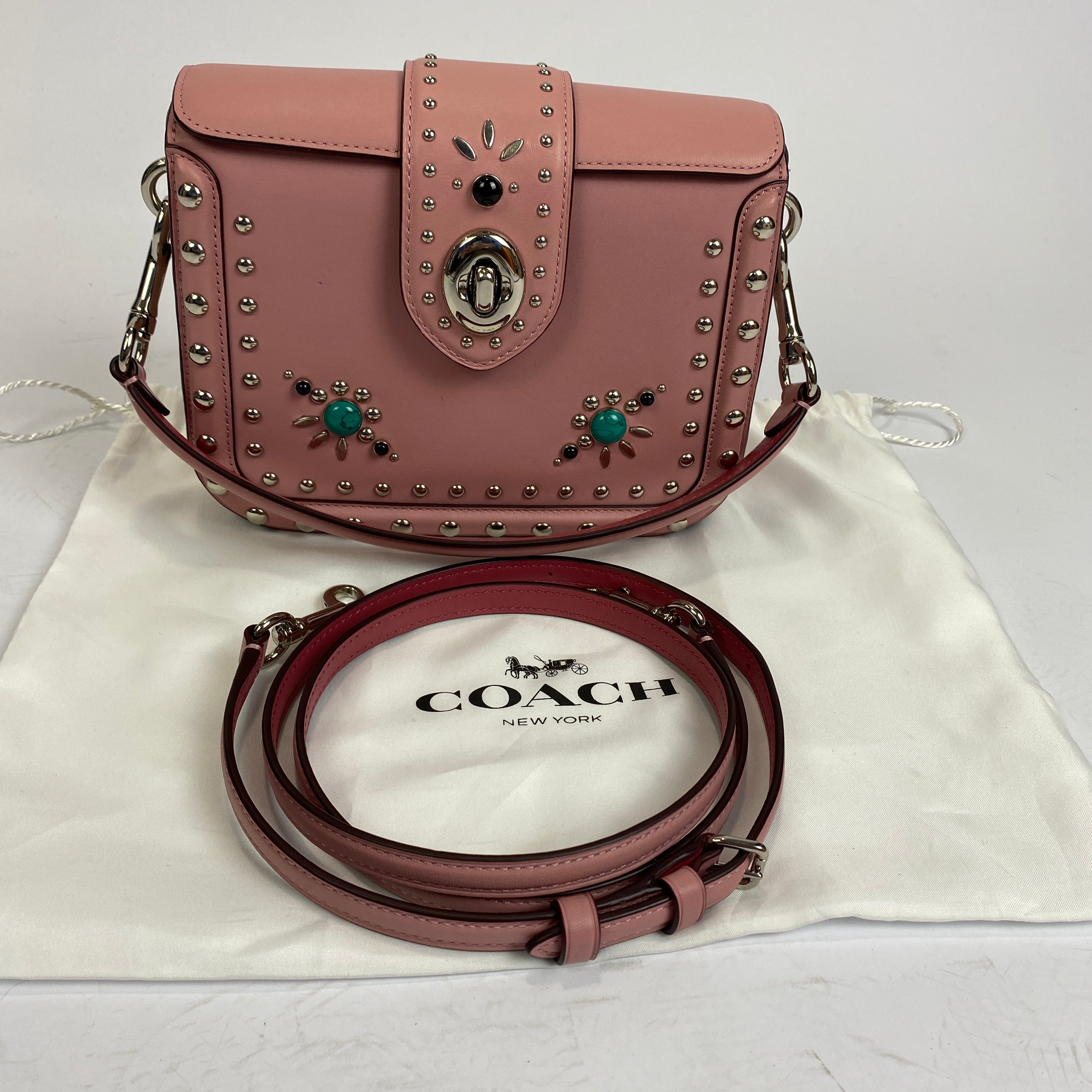 Coach £495 Pink Page Crossbody Bag with Western Rivets