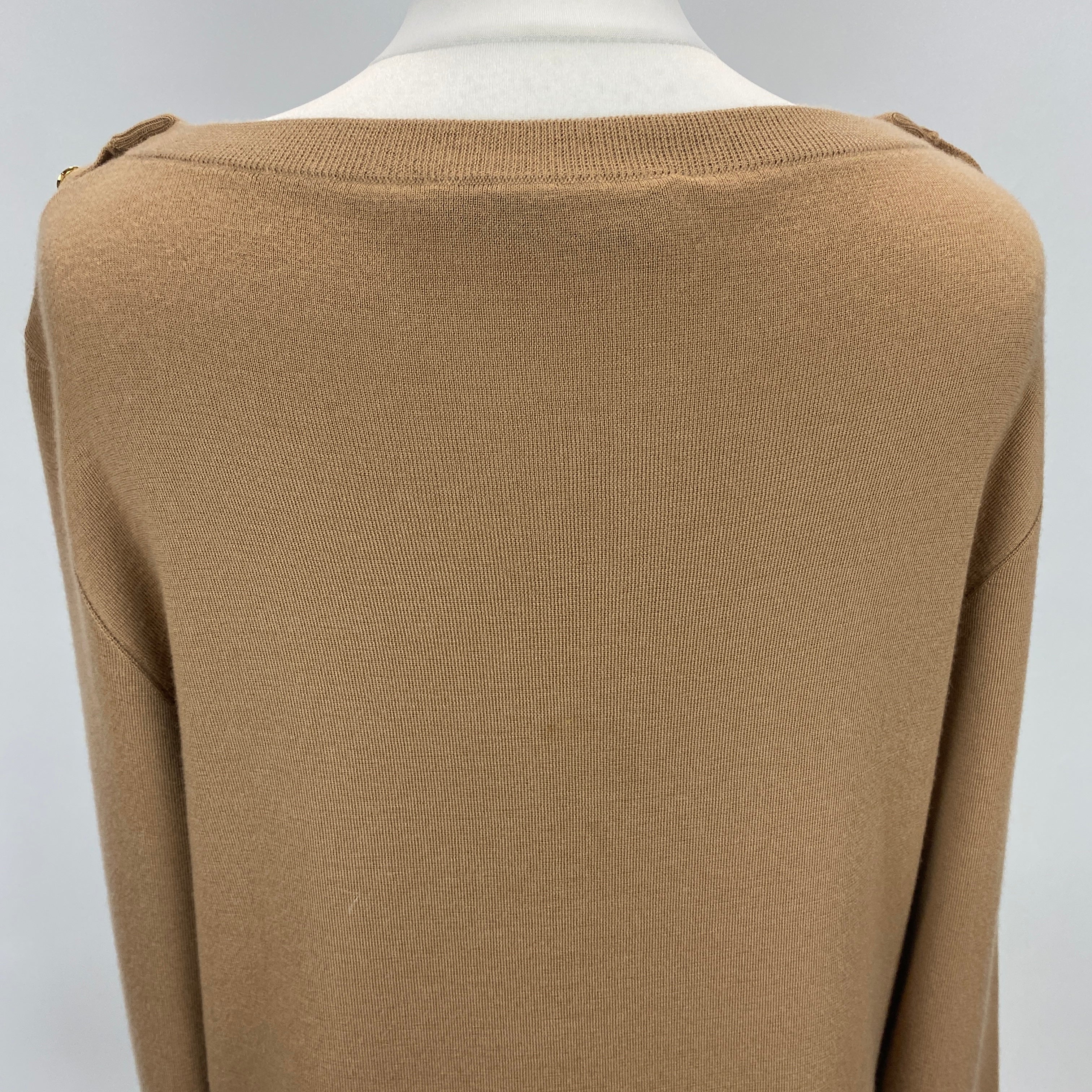 Gucci New £1650 Camel Cashmere Gold Button Knit Sweater XL
