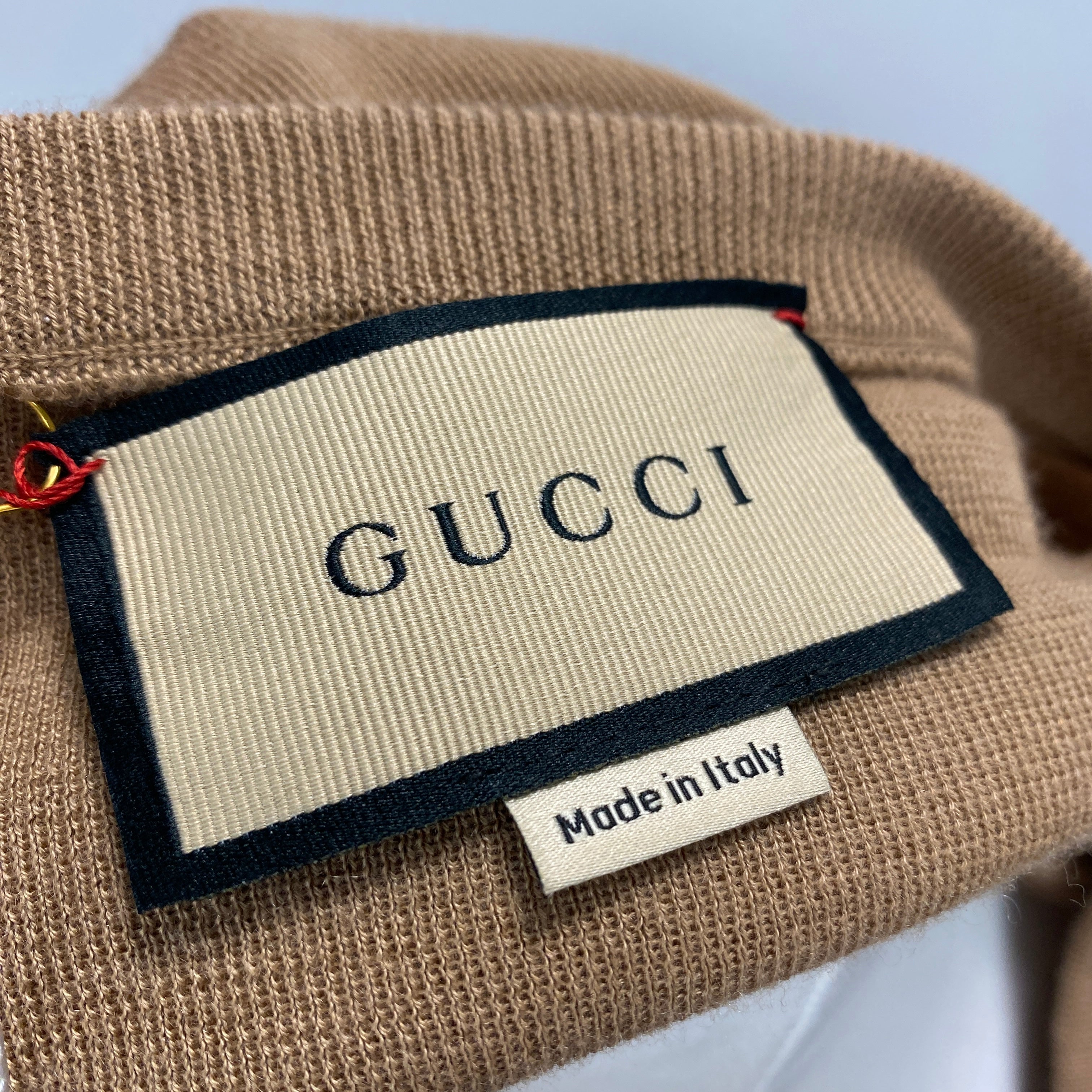 Gucci New £1650 Camel Cashmere Gold Button Knit Sweater XL