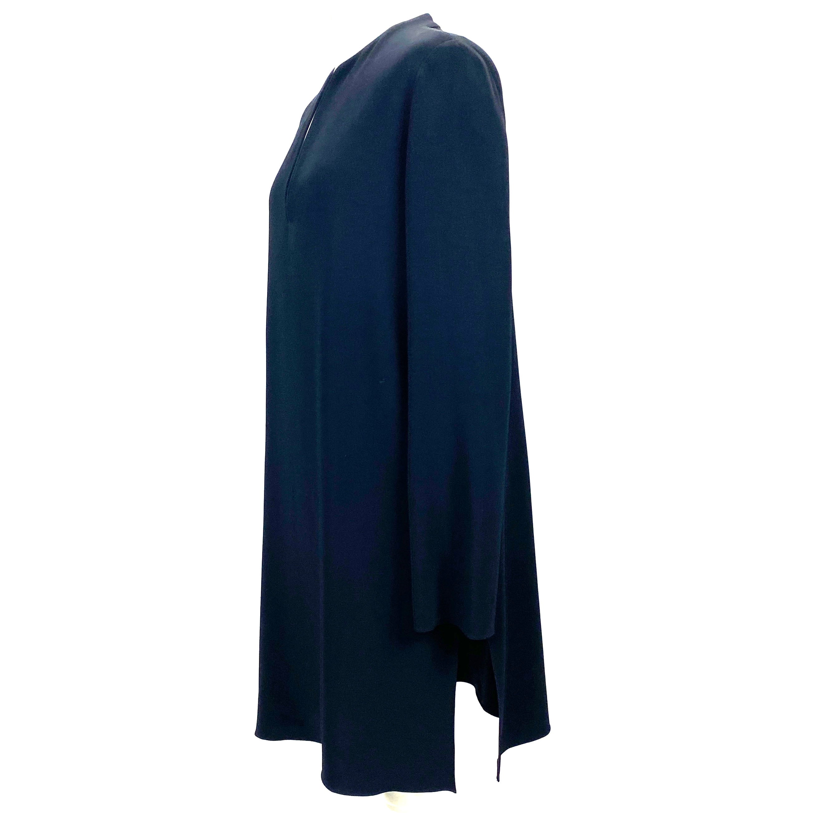 The Row Navy Crepe De Chine Longline Tunic Top M