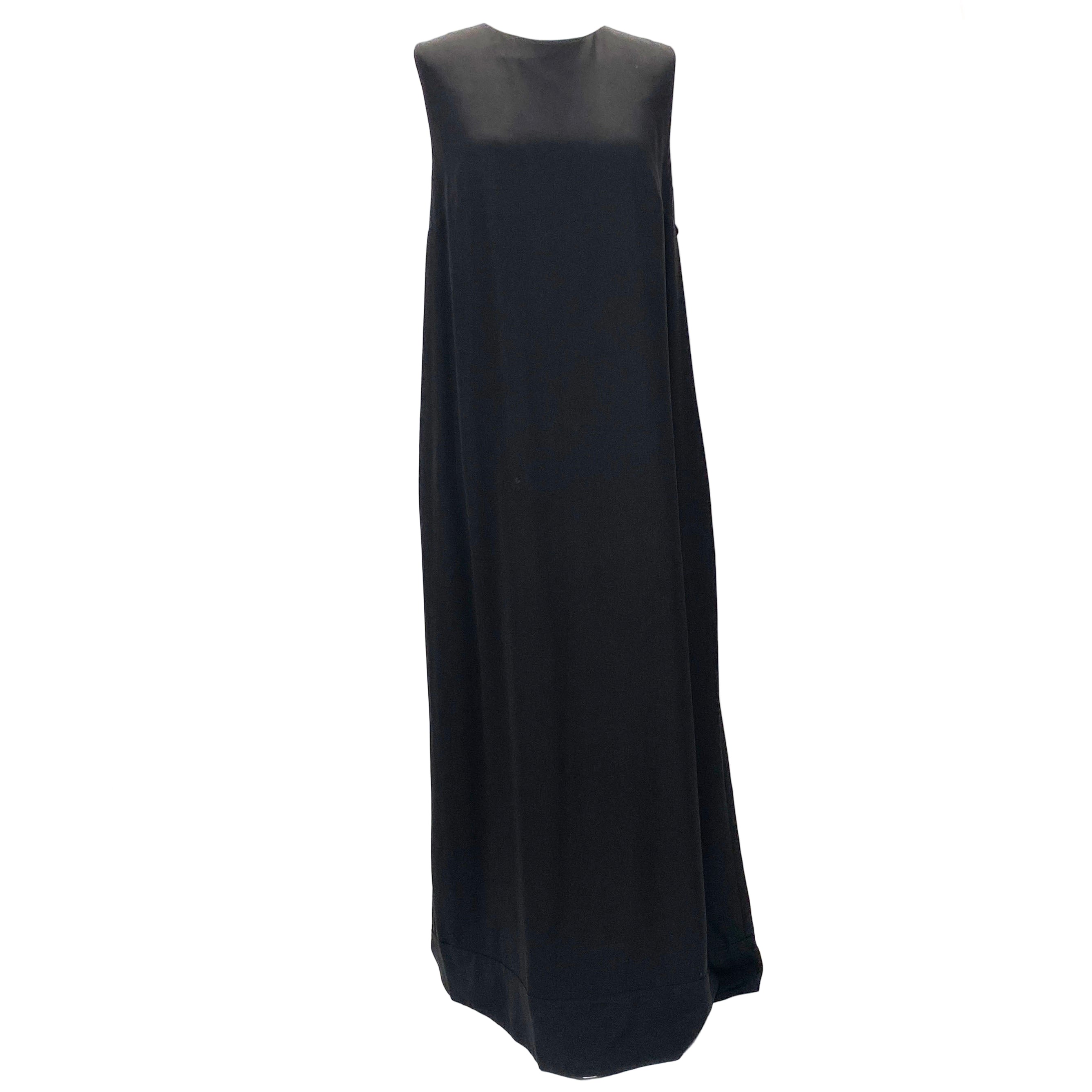 Matteau £543 Black Silk Sleeveless Column Maxi Dress M