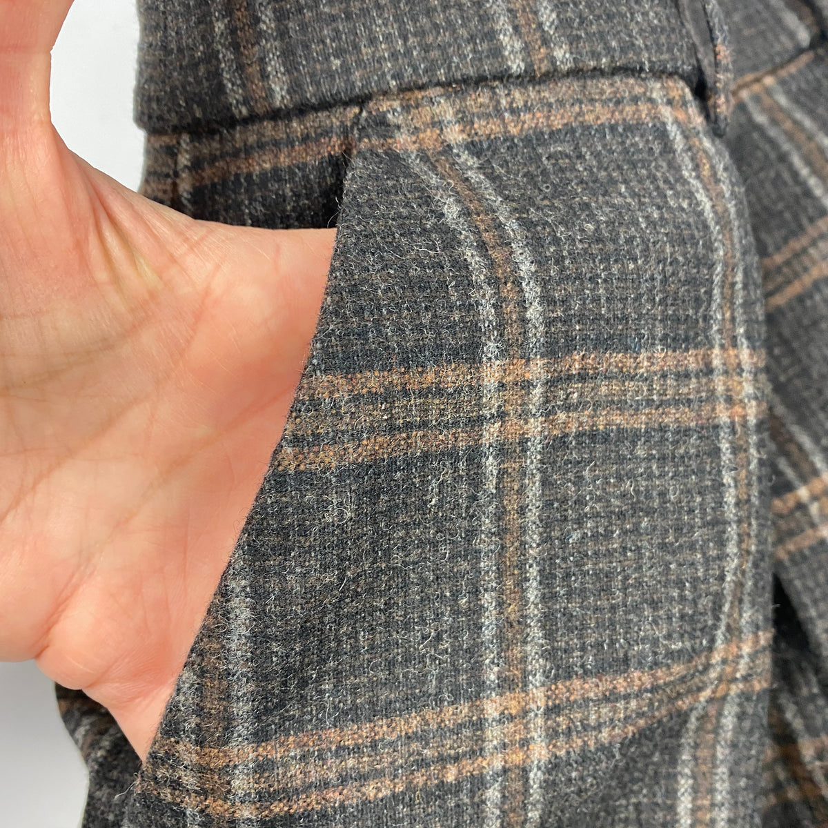Sea New York New £365 Chocolate Check Wool Mix Trousers M