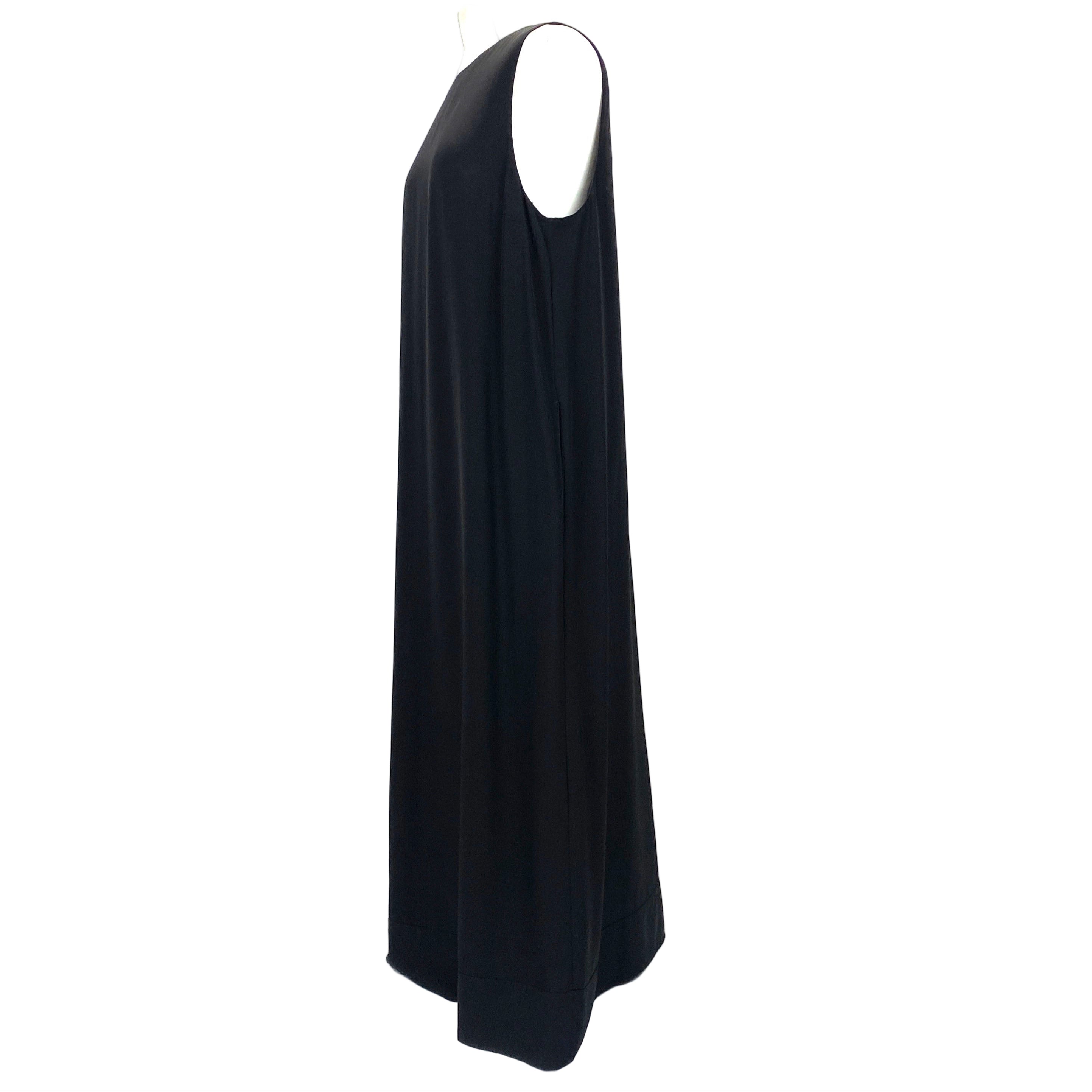 Matteau £543 Black Silk Sleeveless Column Maxi Dress M