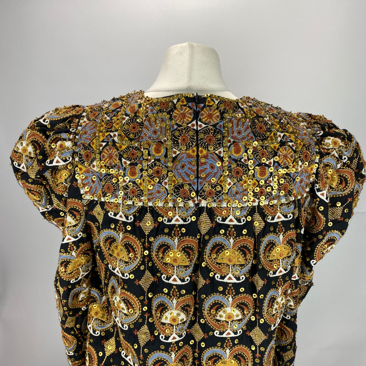 Ulla Johnson Black Heavily Embroidered & Sequinned Tunic Top S