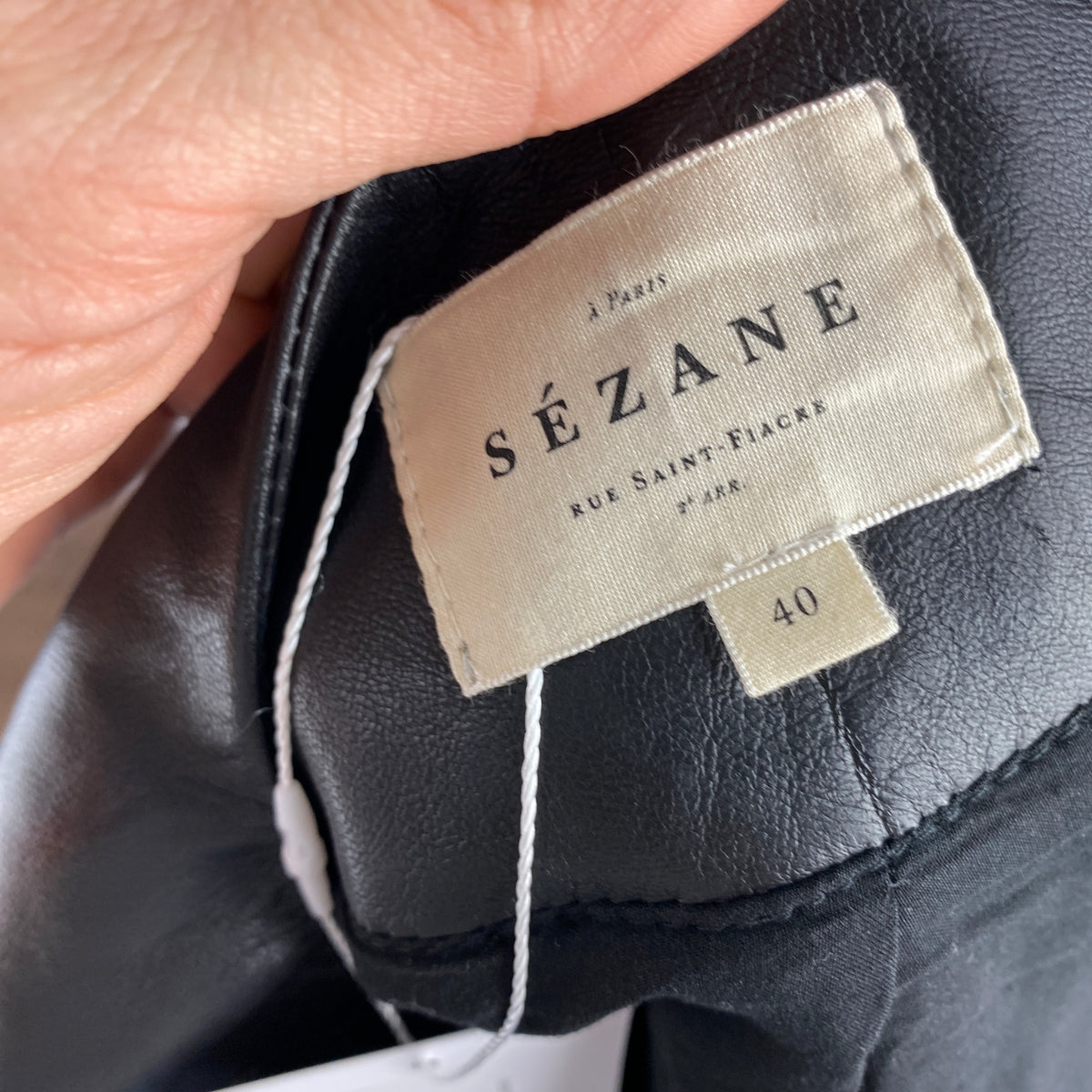 Sezane New £330 Black Lambskin Collarless Marlys Jacket S-M