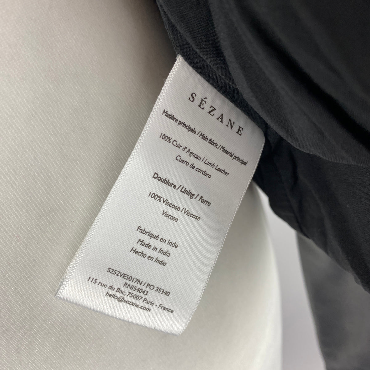 Sezane New £330 Black Lambskin Collarless Marlys Jacket S-M