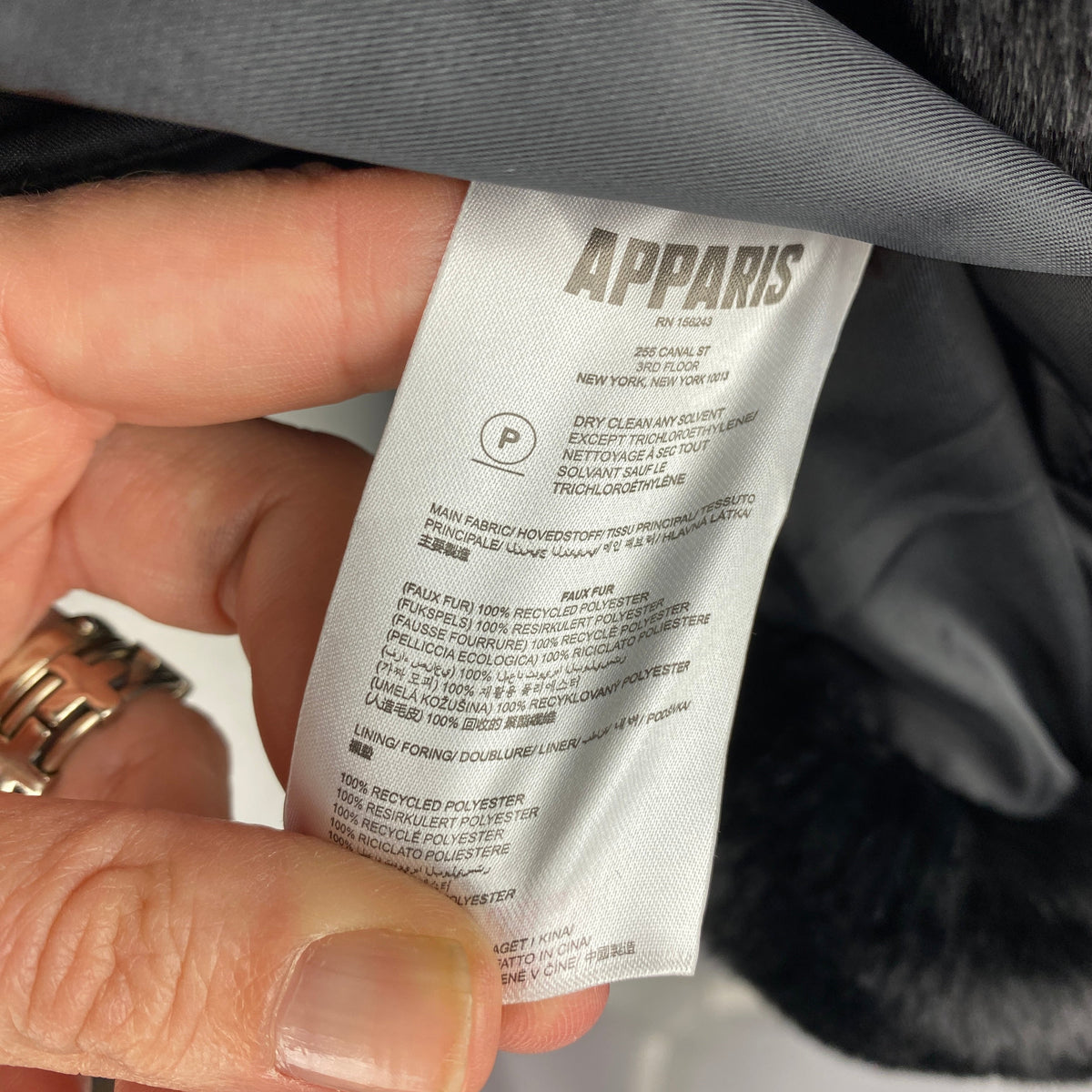 Apparis New £395 Black Faux Fur Jacket M