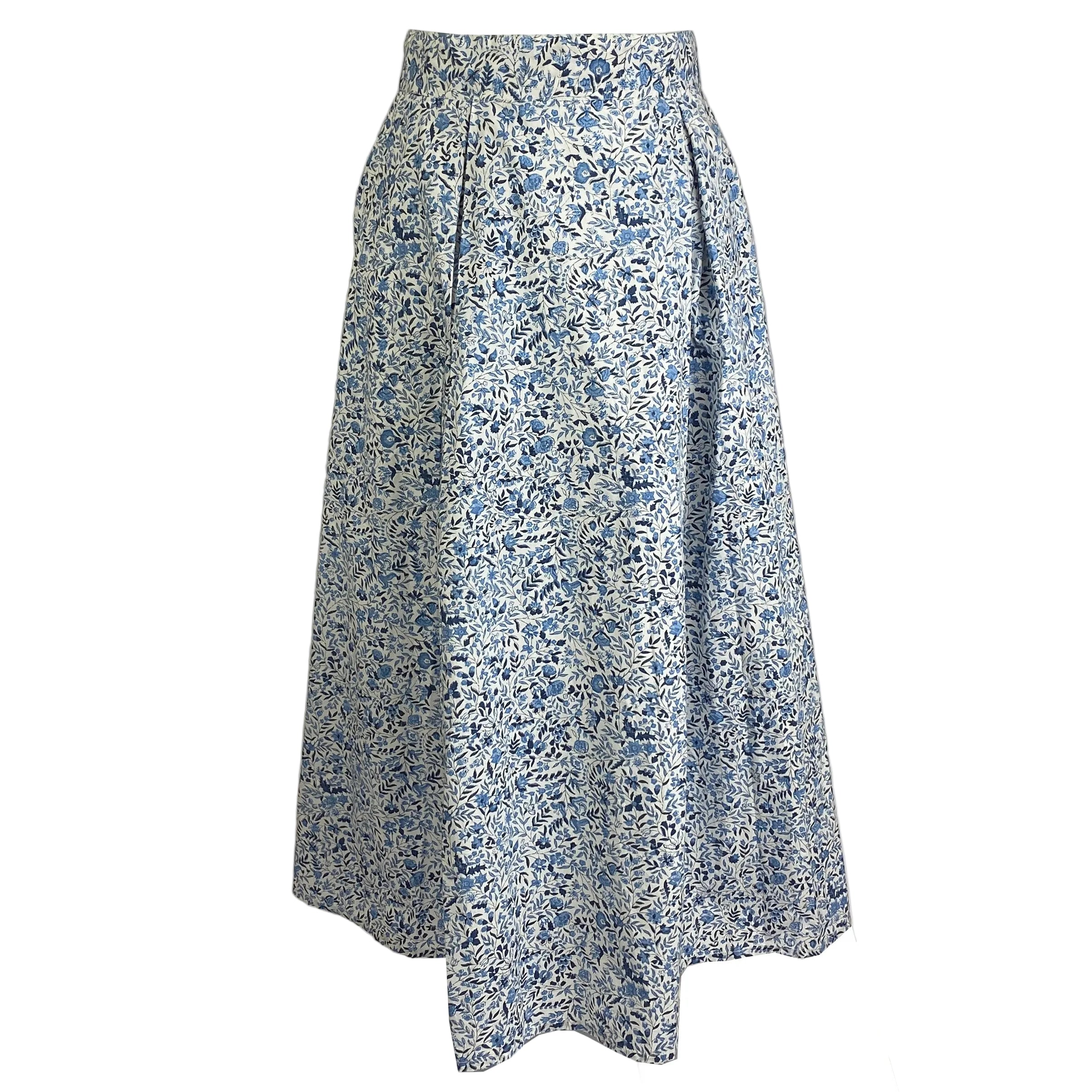 Thierry Colson China Blue & White Print Cotton Skirt M