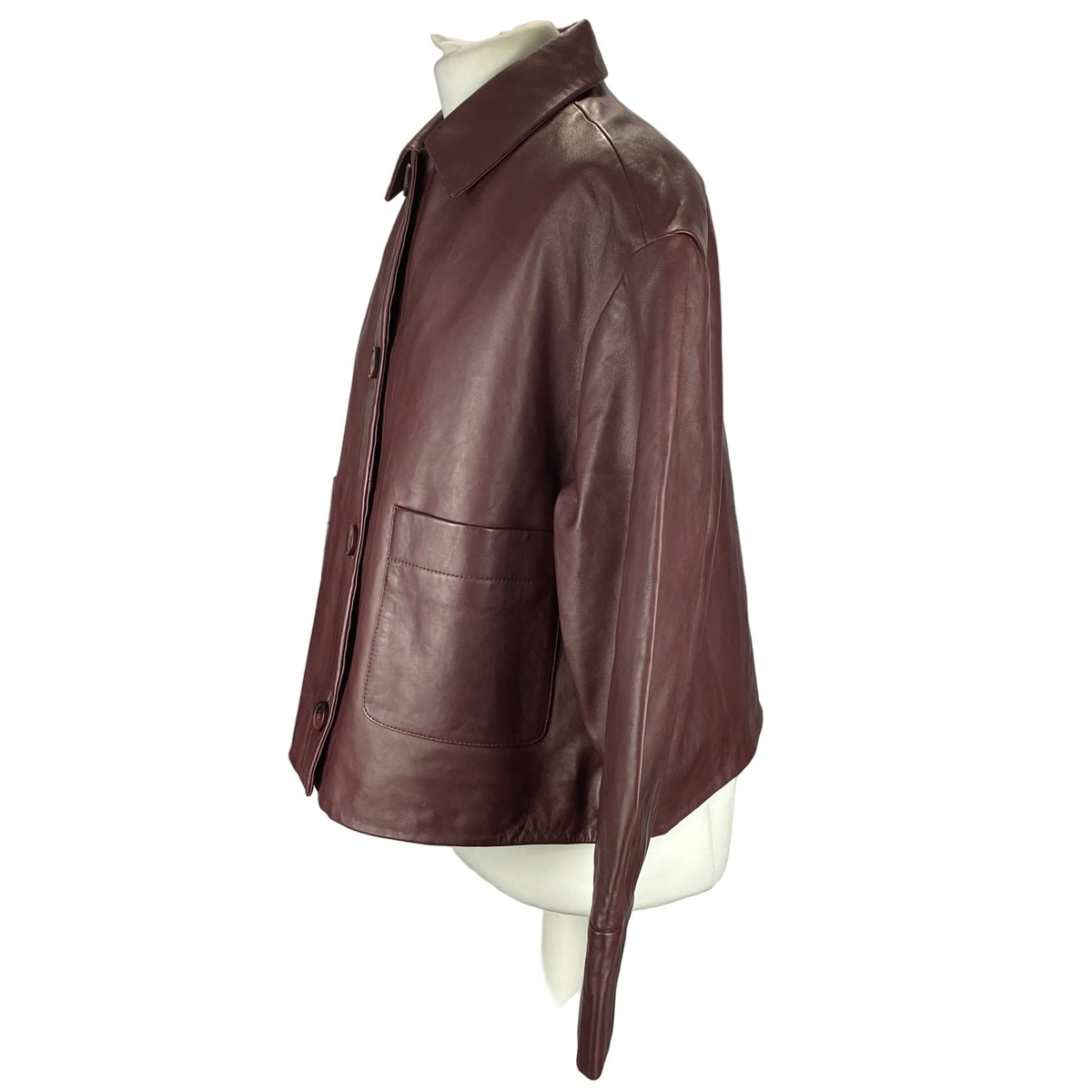 Sezane New £330 Burgundy Lambskin Swing Jacket S-M