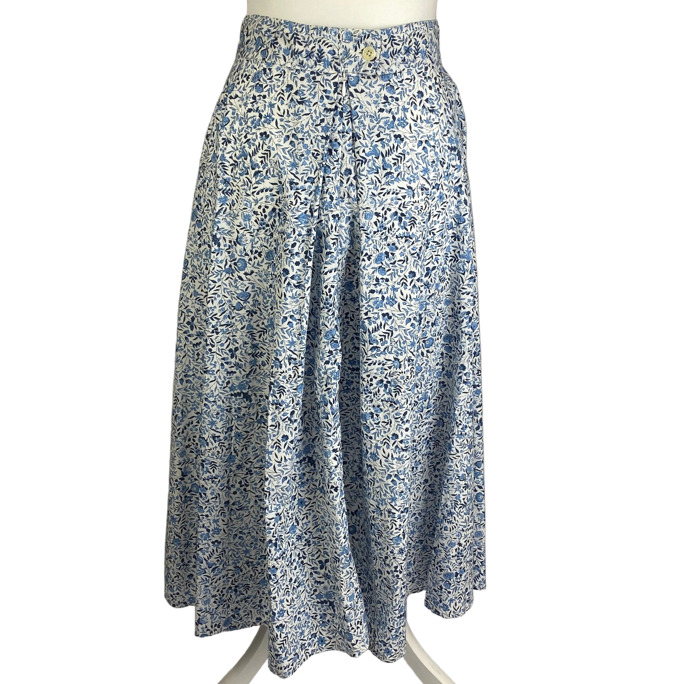 Thierry Colson China Blue & White Print Cotton Skirt M