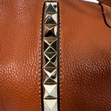 Valentino Tan Pebbled Leather Rockstud Spike Tote Bag