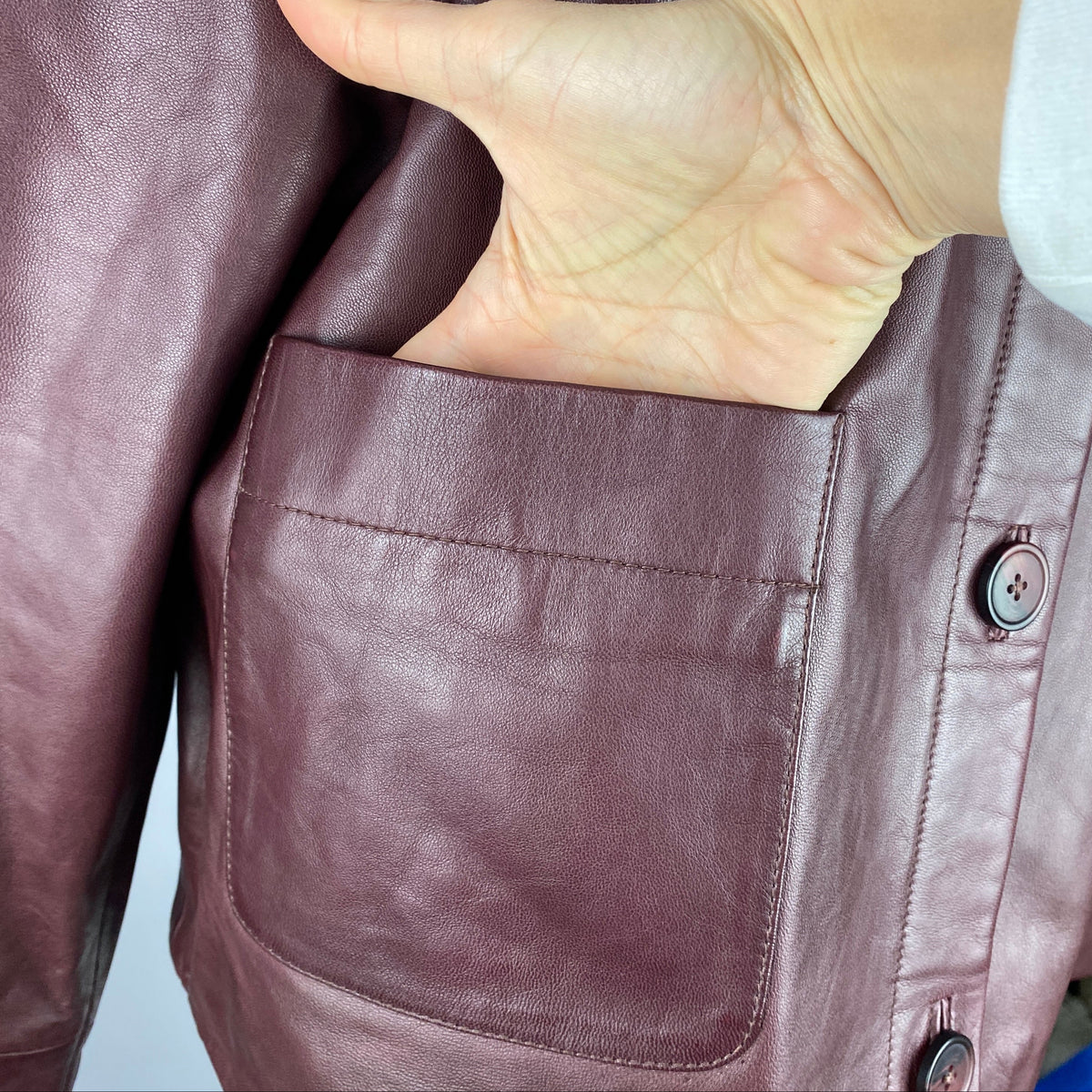 Sezane New £330 Burgundy Lambskin Swing Jacket S-M
