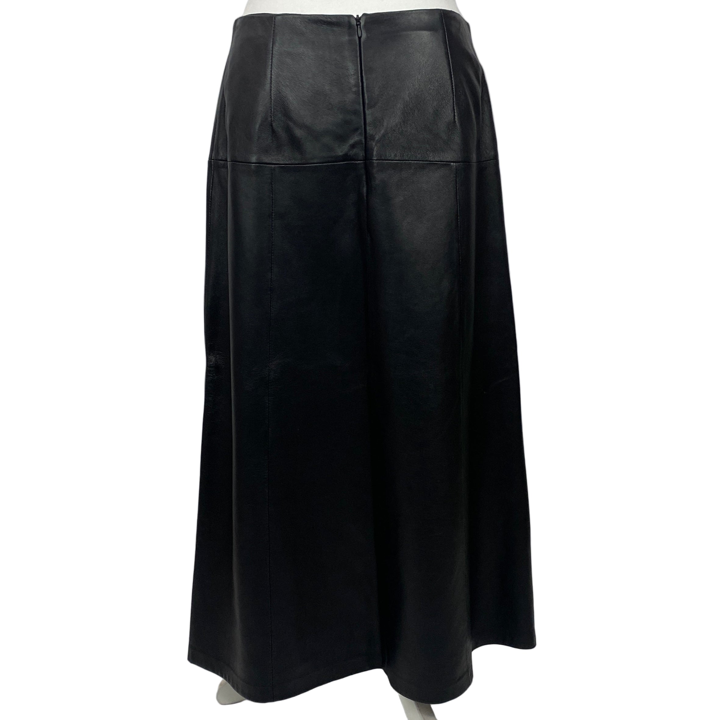 Cefinn £420 Black Leather Tiana Midi Skirt L