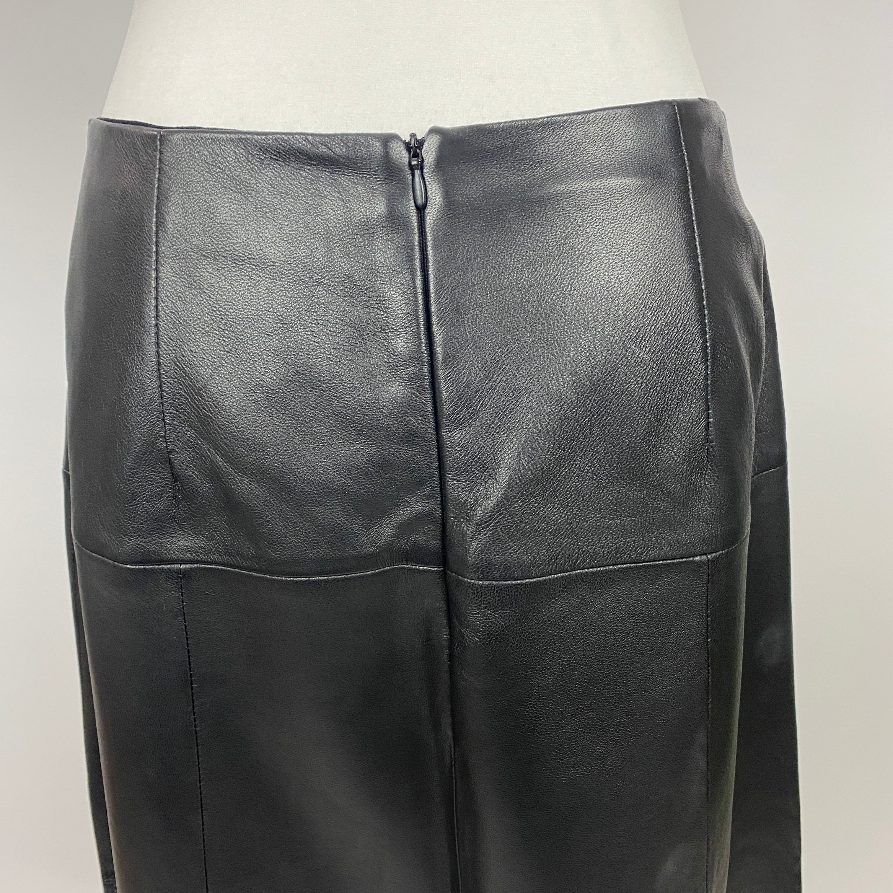Cefinn £420 Black Leather Tiana Midi Skirt L