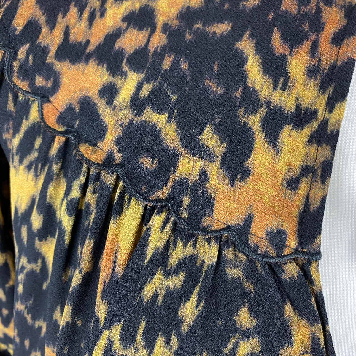 Ulla Johnson Black Leopardprint Heavy Crepe Tunic Top M