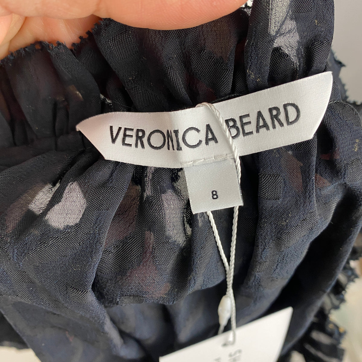 Veronica Beard New Black & Gold Chiffon Blouse M