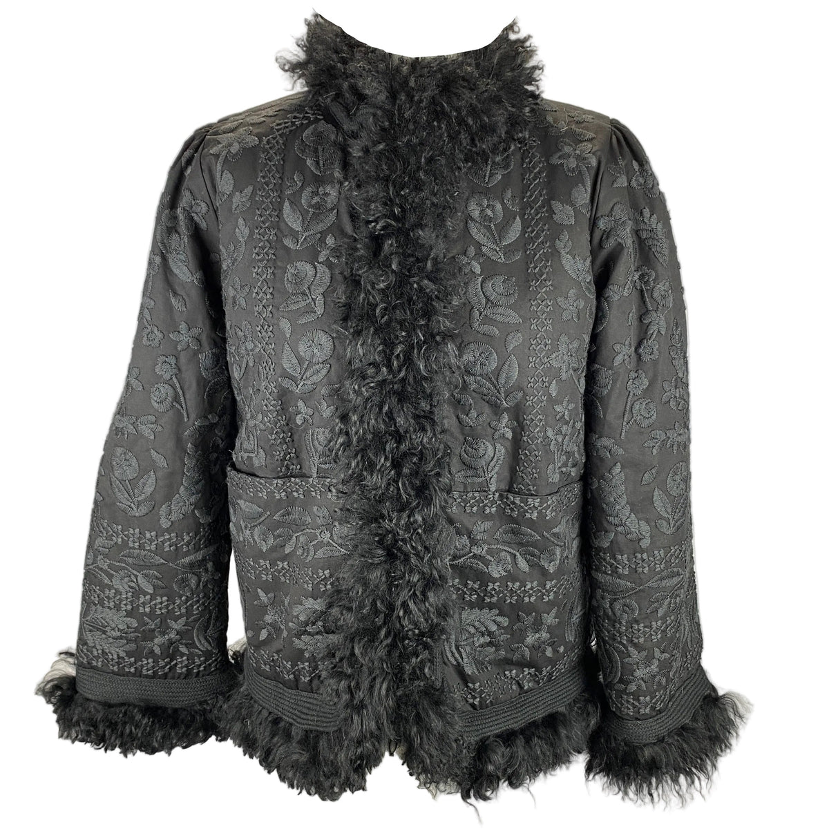 Antik Batik £725 Black Embroidered Shearling Afghan Jacket M