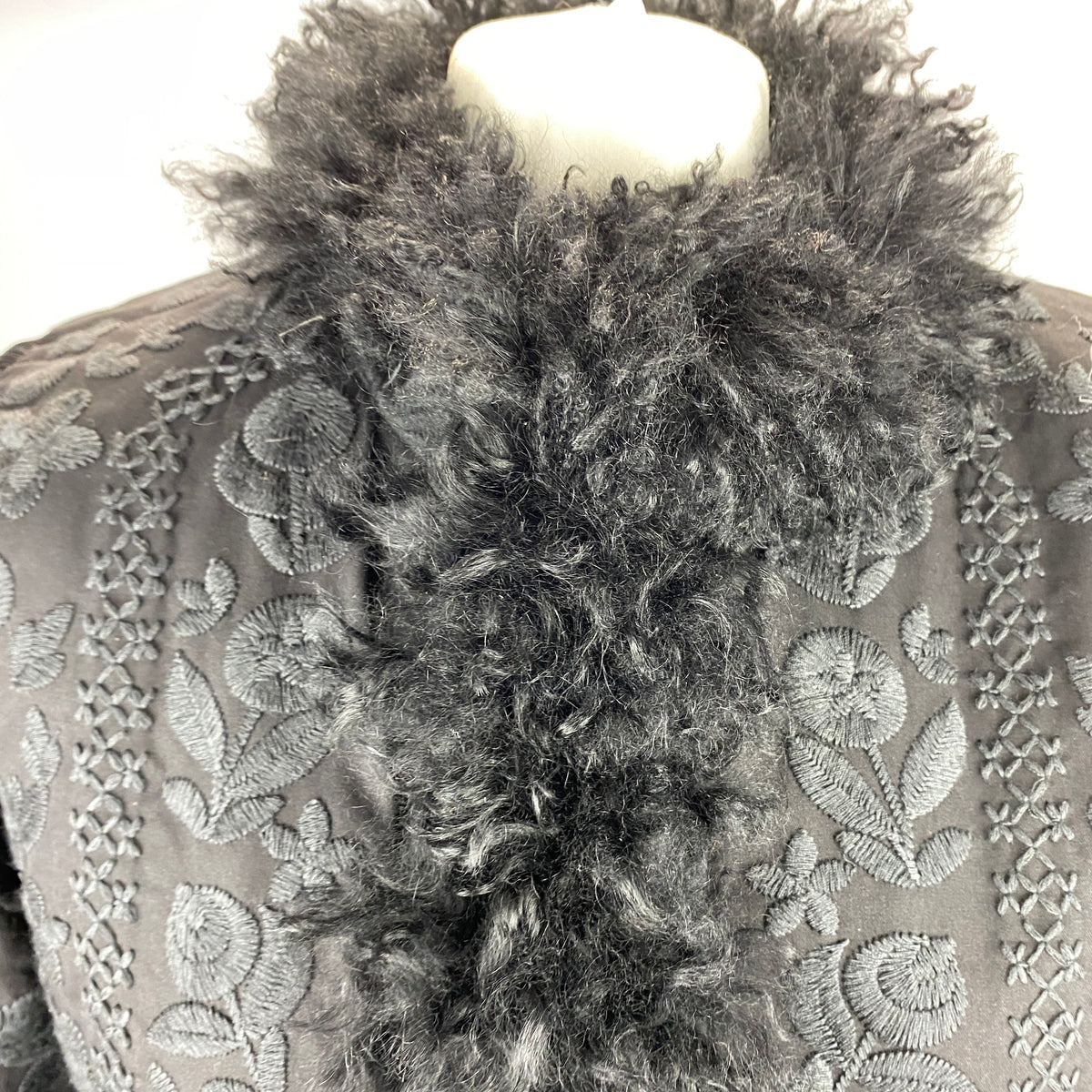Antik Batik £725 Black Embroidered Shearling Afghan Jacket M