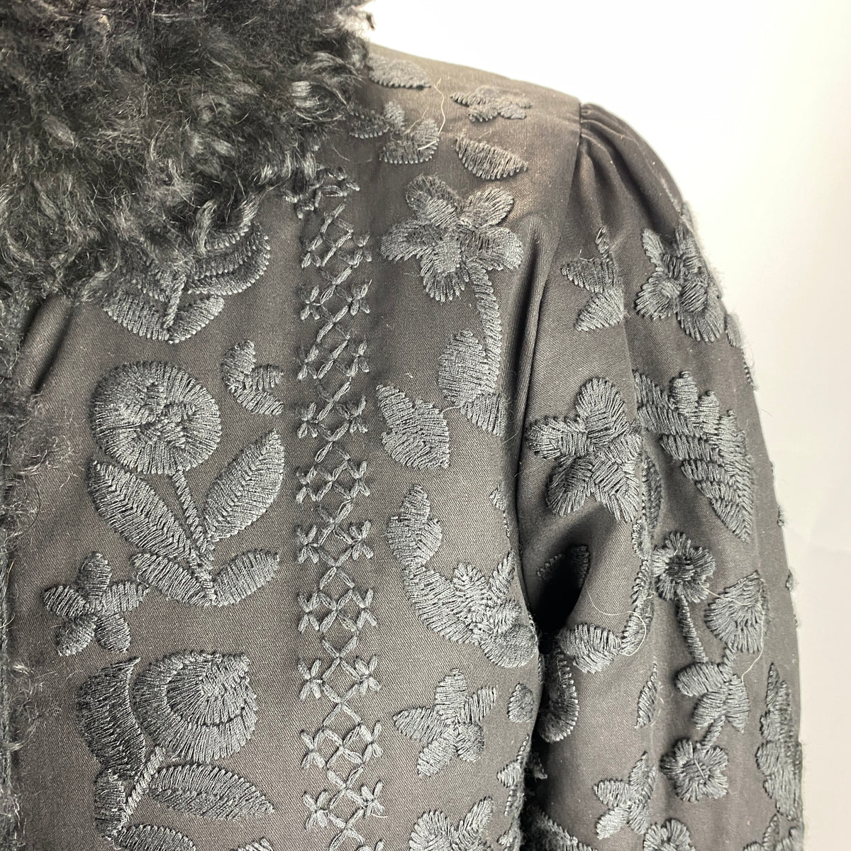 Antik Batik £725 Black Embroidered Shearling Afghan Jacket M
