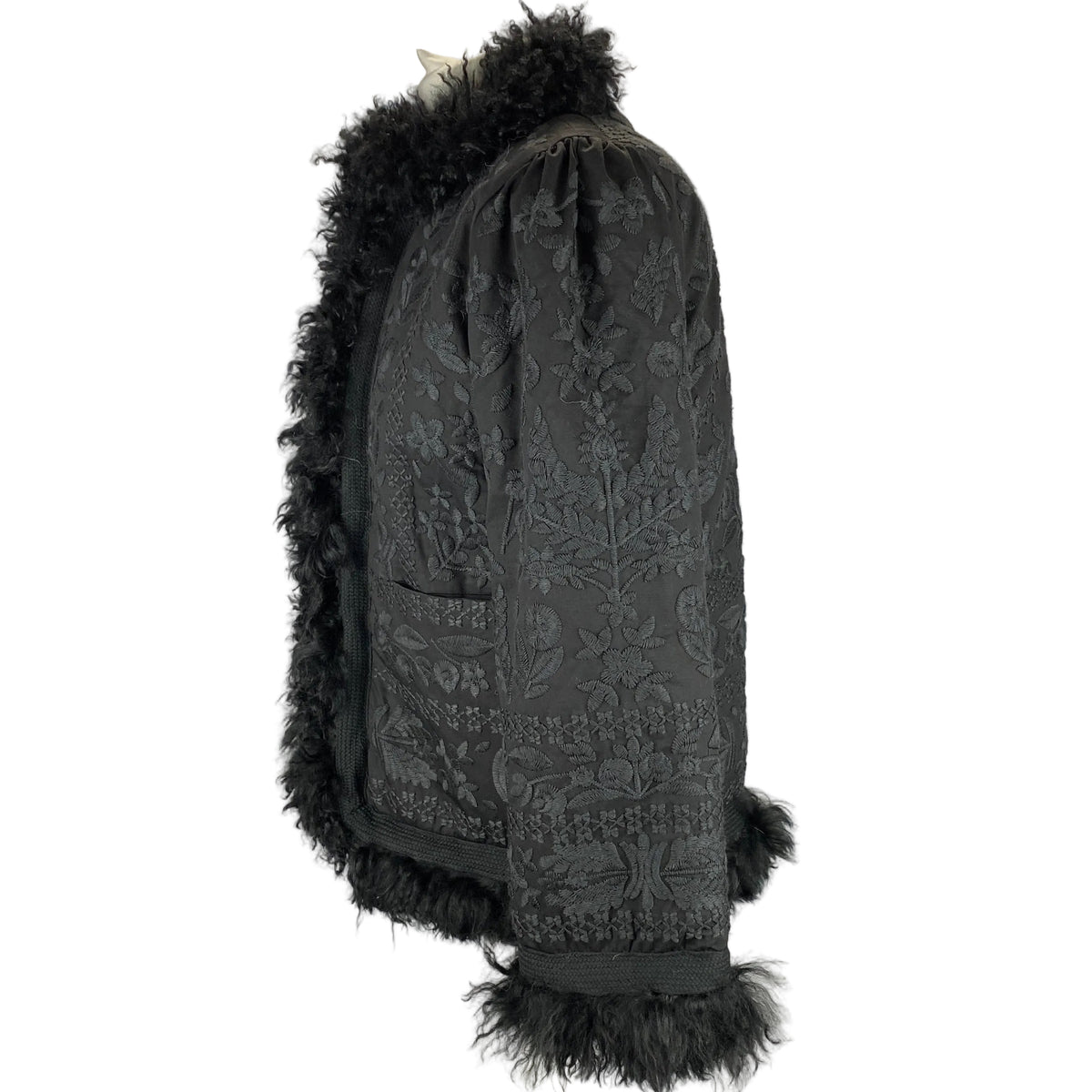 Antik Batik £725 Black Embroidered Shearling Afghan Jacket M