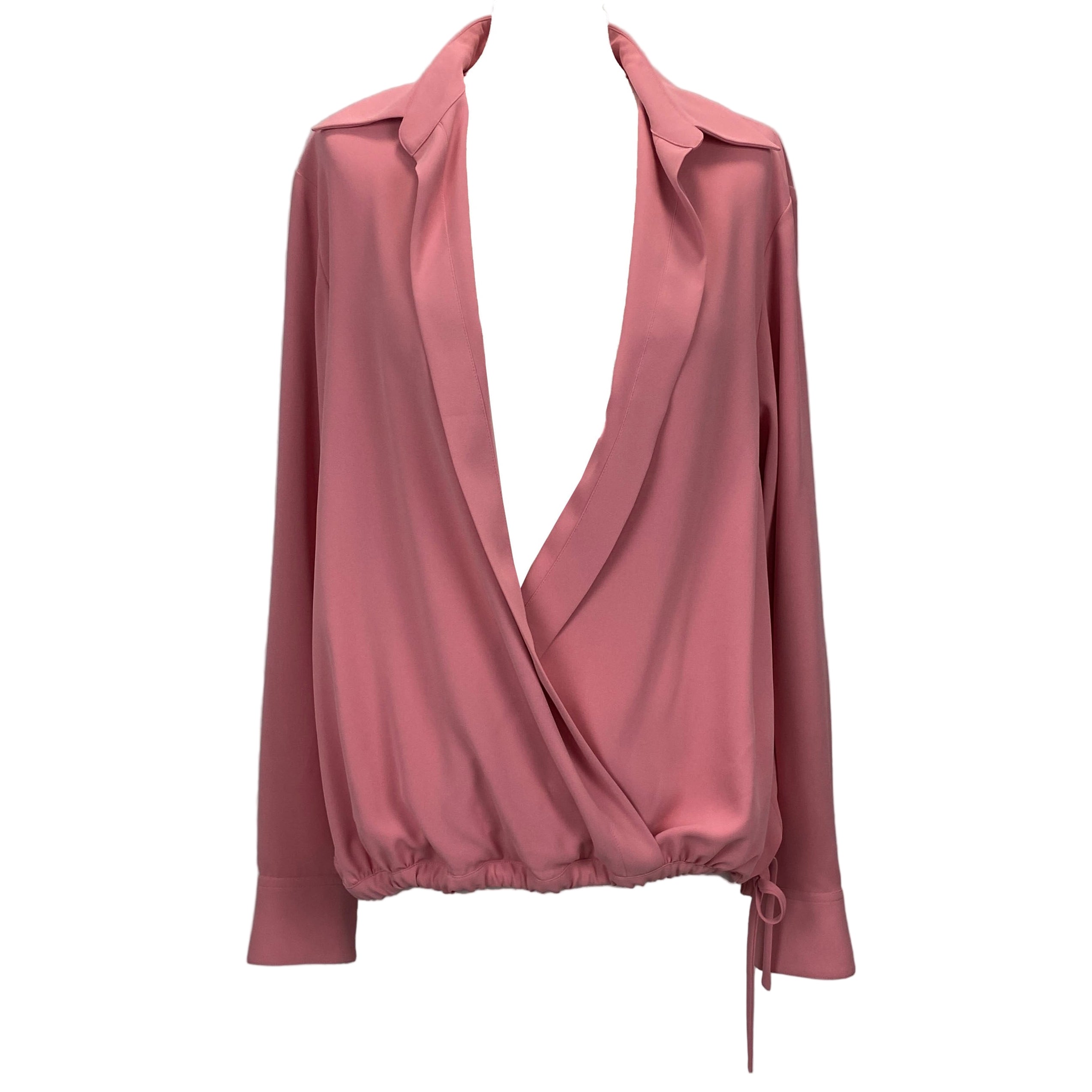 Dries Van Noten Sugar Pink Crepe Drawstring Shirt L/XL