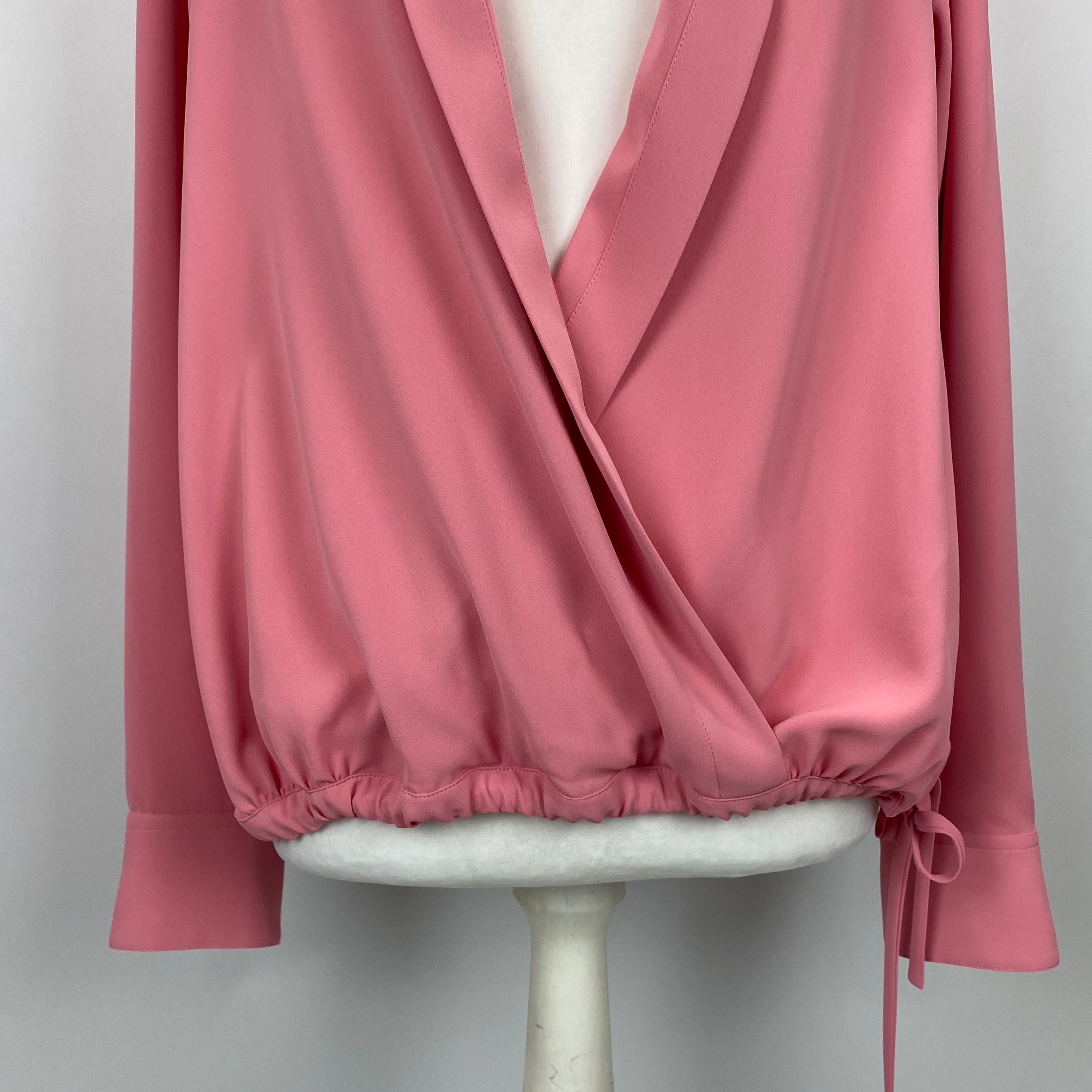 Dries Van Noten Sugar Pink Crepe Drawstring Shirt L/XL