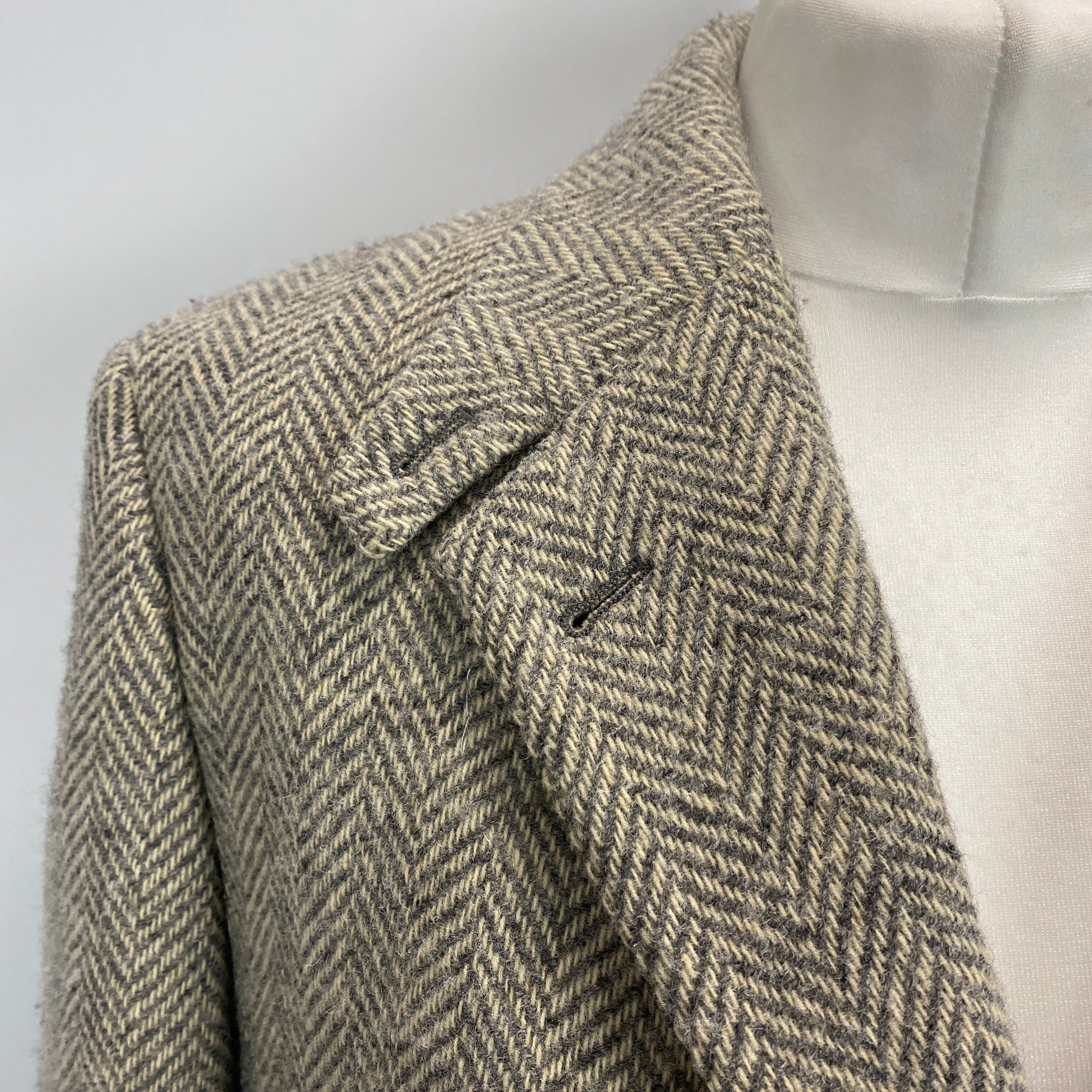 Margaret Howell Grey Herringbone Tweed Overcoat M
