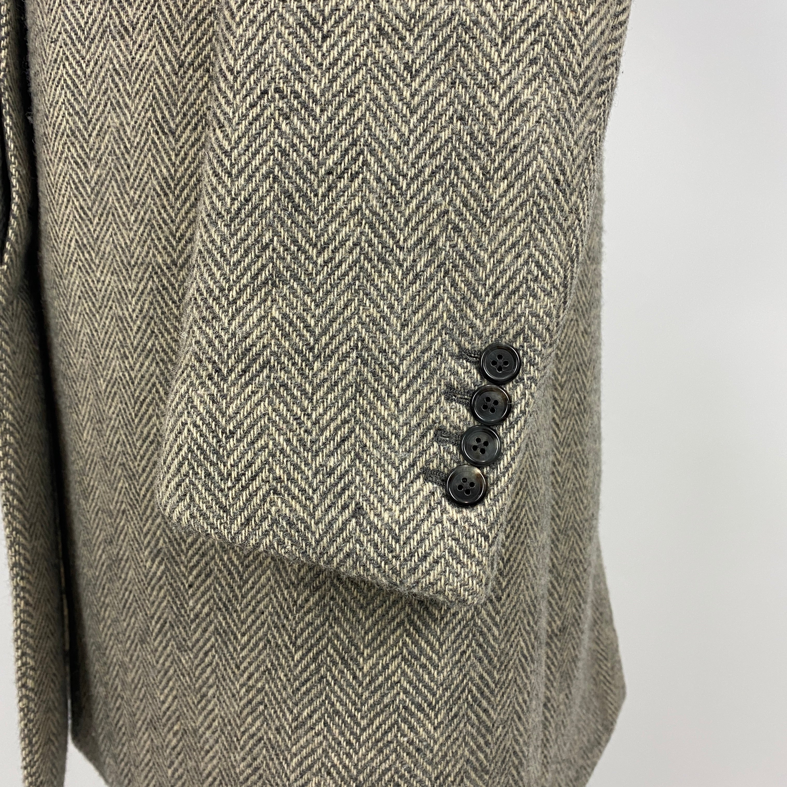 Margaret Howell Grey Herringbone Tweed Overcoat M