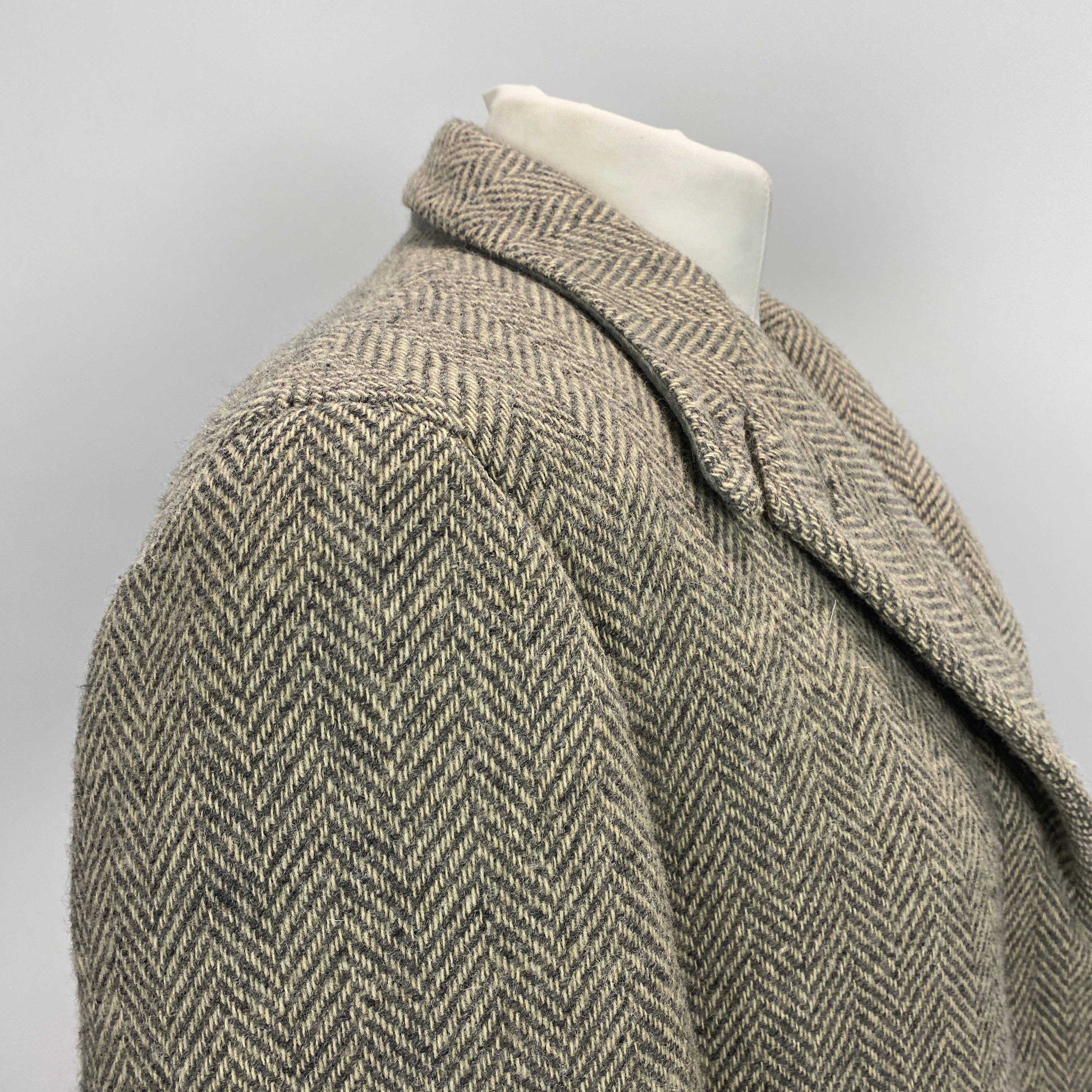 Margaret Howell Grey Herringbone Tweed Overcoat M