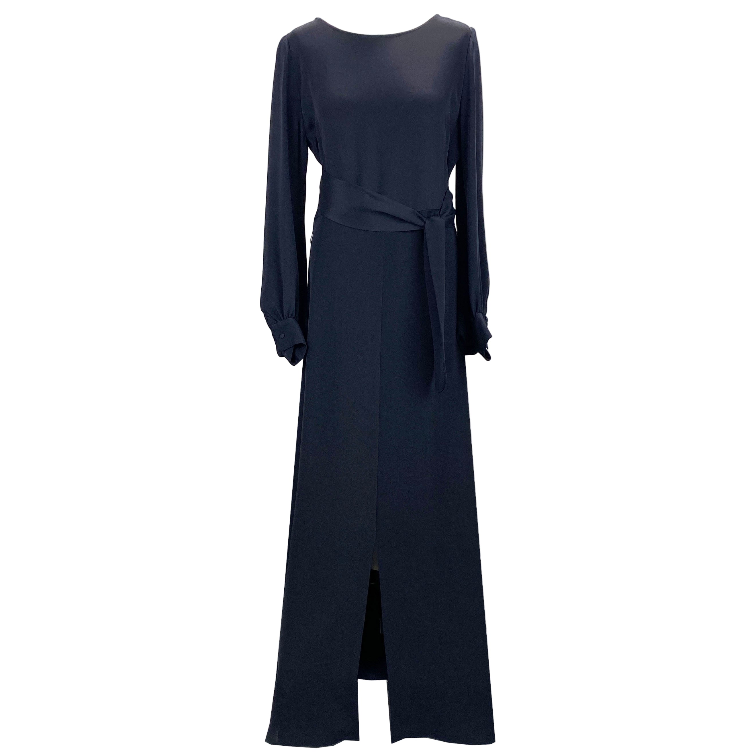 Goat New £690 Navy Silk Eveline Maxi Dress L