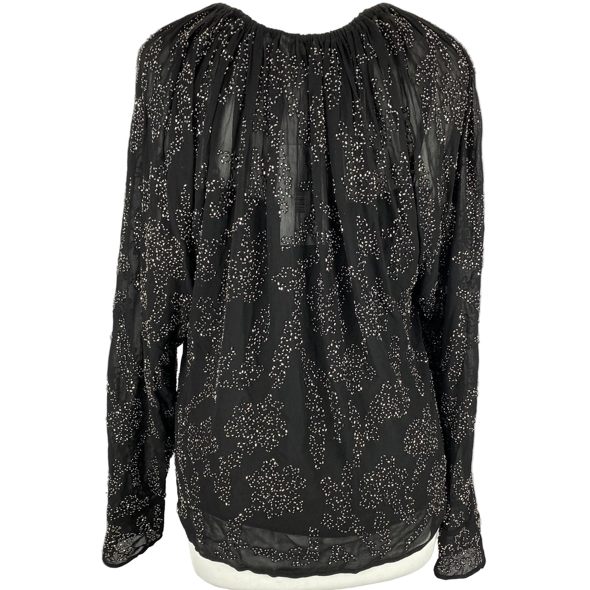 Veronica Beard New Black Silver Beaded Chiffon Blouse S