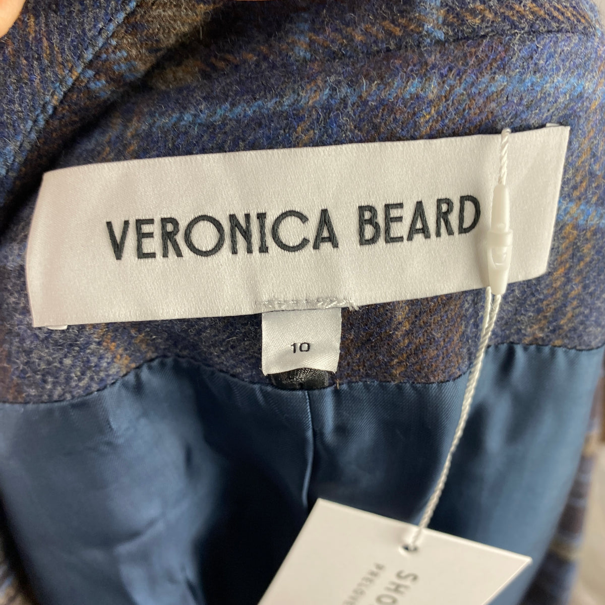 Veronica Beard £548 Blue Check Wool Dickey Jacket M-L