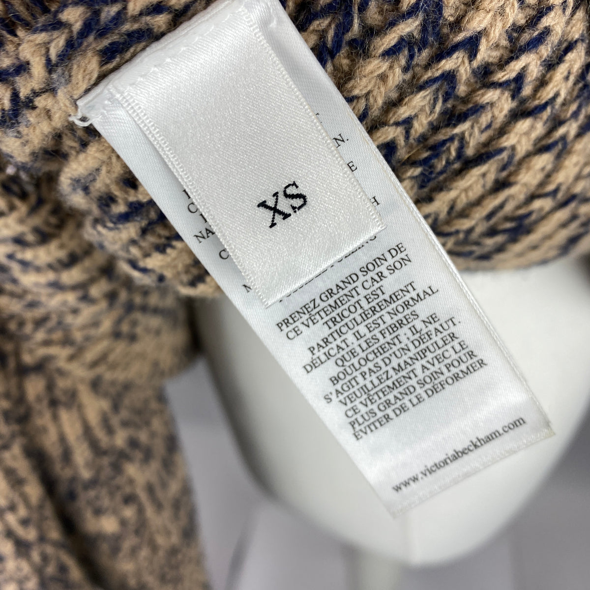 Victoria Beckham Navy Camel & Ivory Chunky Wool Sweater XS-M