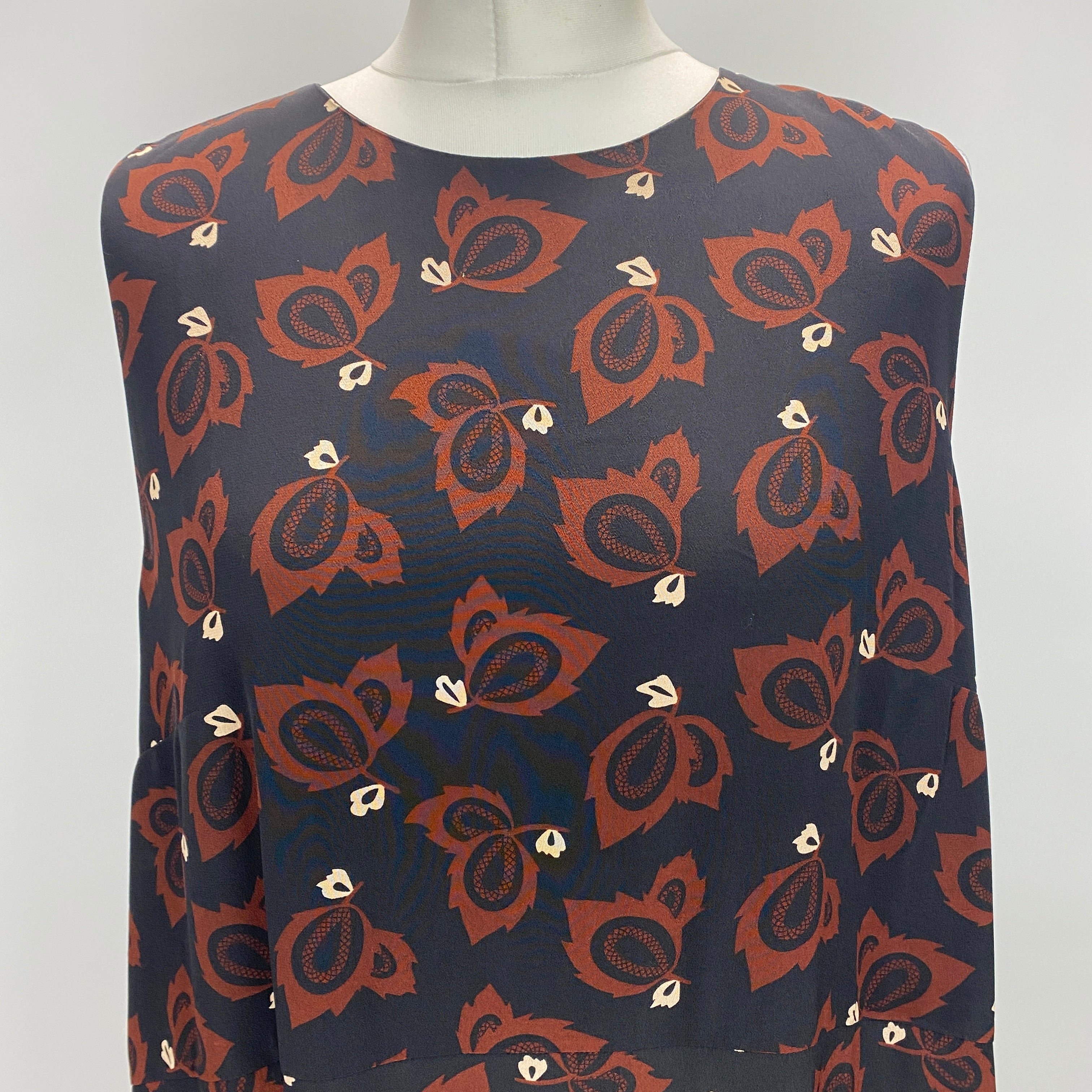 Matteau £543 Black Print Silk Sleeveless Column Maxi Dress M