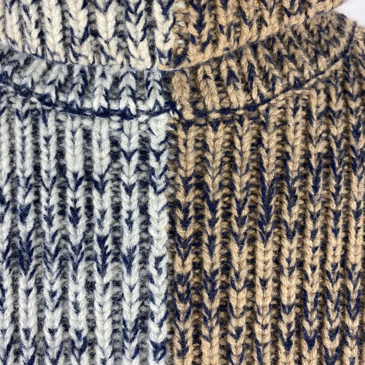 Victoria Beckham Navy Camel & Ivory Chunky Wool Sweater XS-M