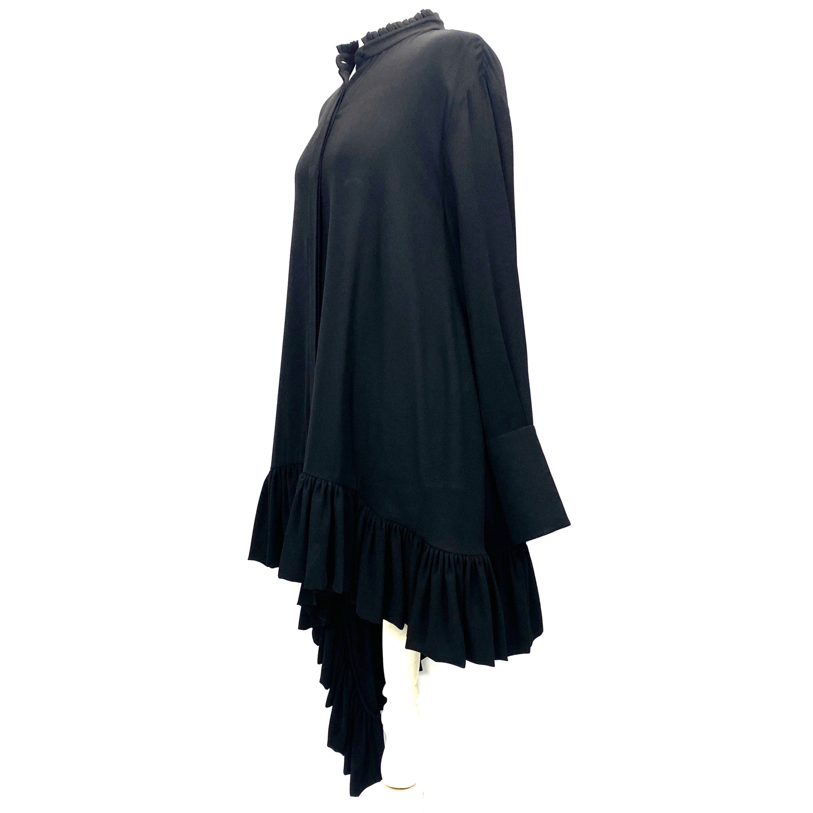 Alexander McQueen Black Silk Chiffon Asymmetric Dress M
