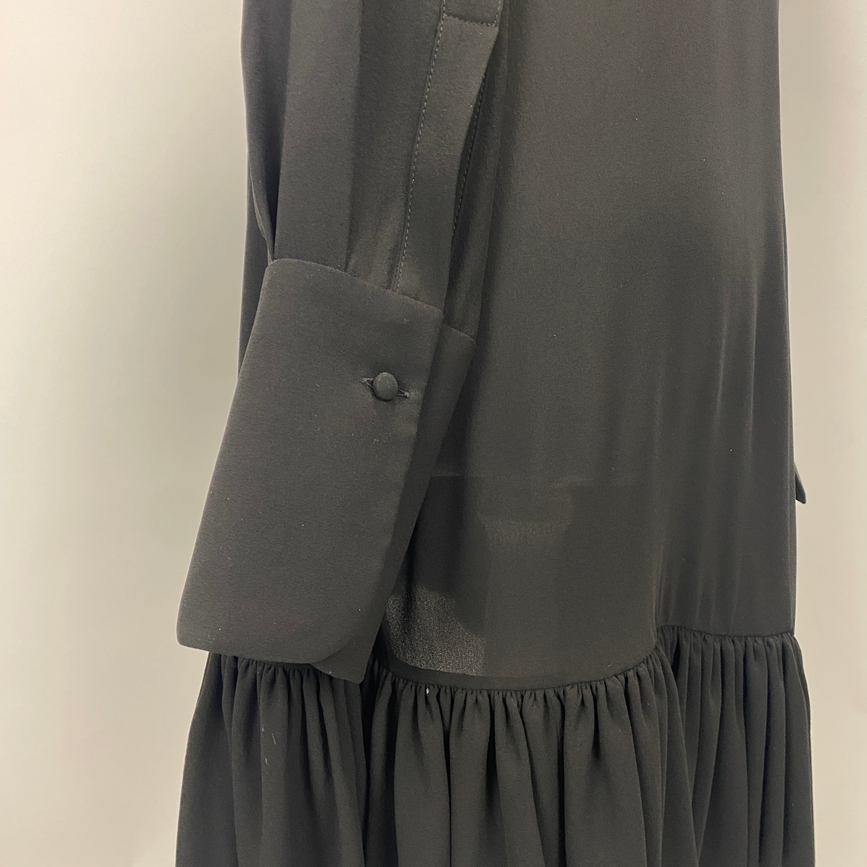 Alexander McQueen Black Silk Chiffon Asymmetric Dress M