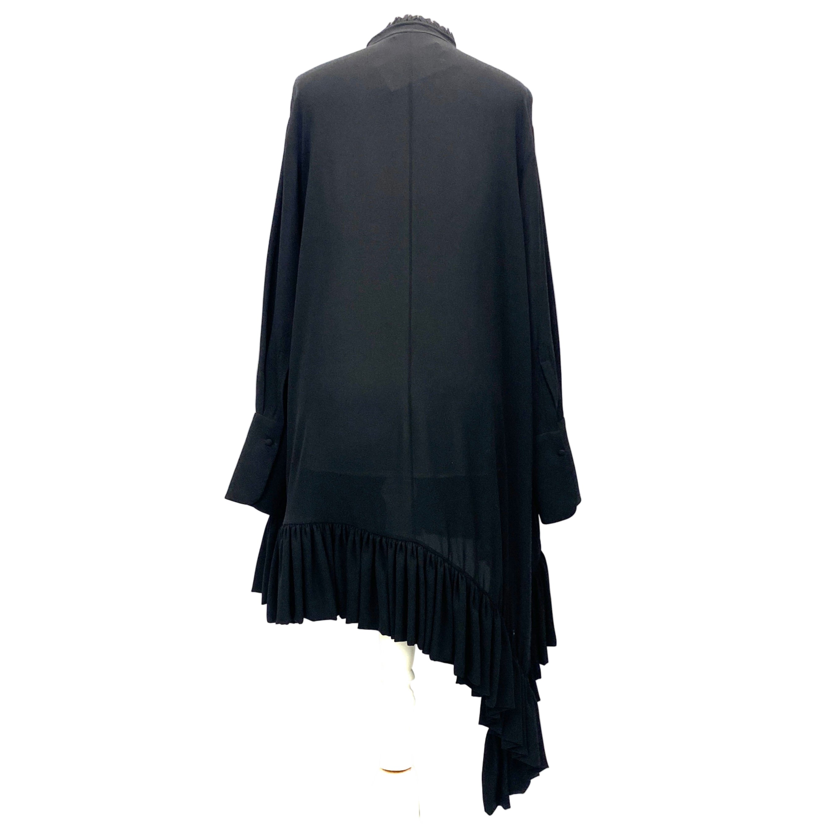 Alexander McQueen Black Silk Chiffon Asymmetric Dress M