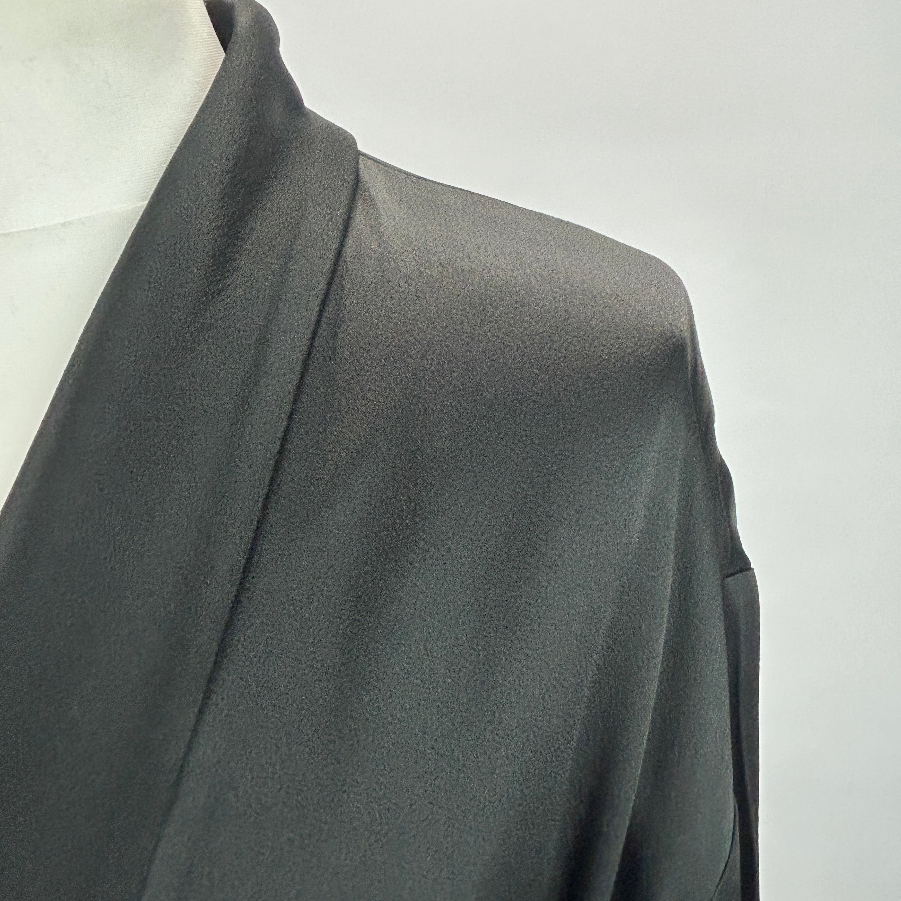 Phoebe Philo £1785 Black Crepe Satin Wrap Dress S